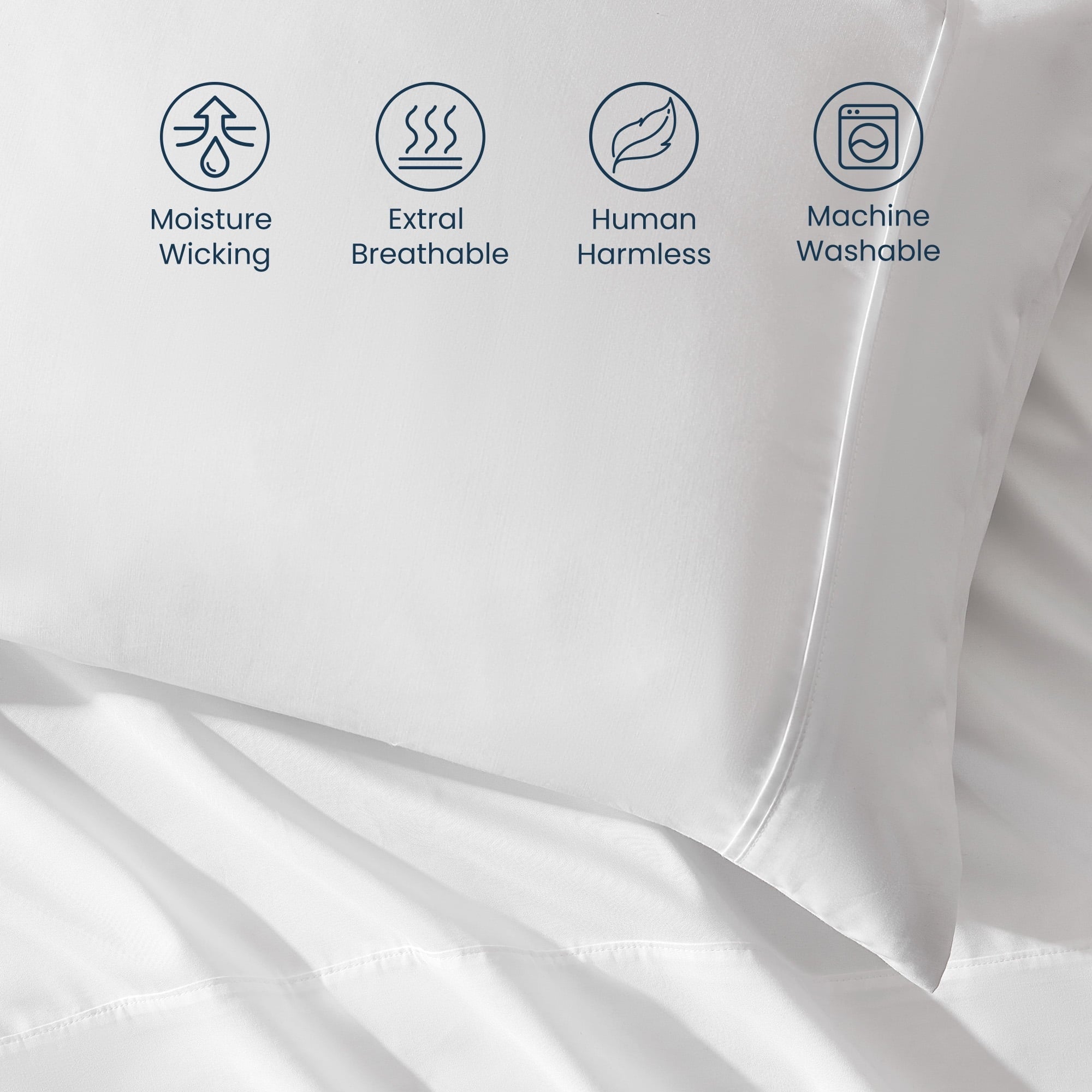 Ultra-Soft Nanotex Super Soft Cooling Twin Bed Sheets Set for Kids 3 Piece - Easy Care Fitted Flat Sheet & Pillowcase Sets - Wri... - Luxury Bed Sheet Set with Deep Pockets Detail