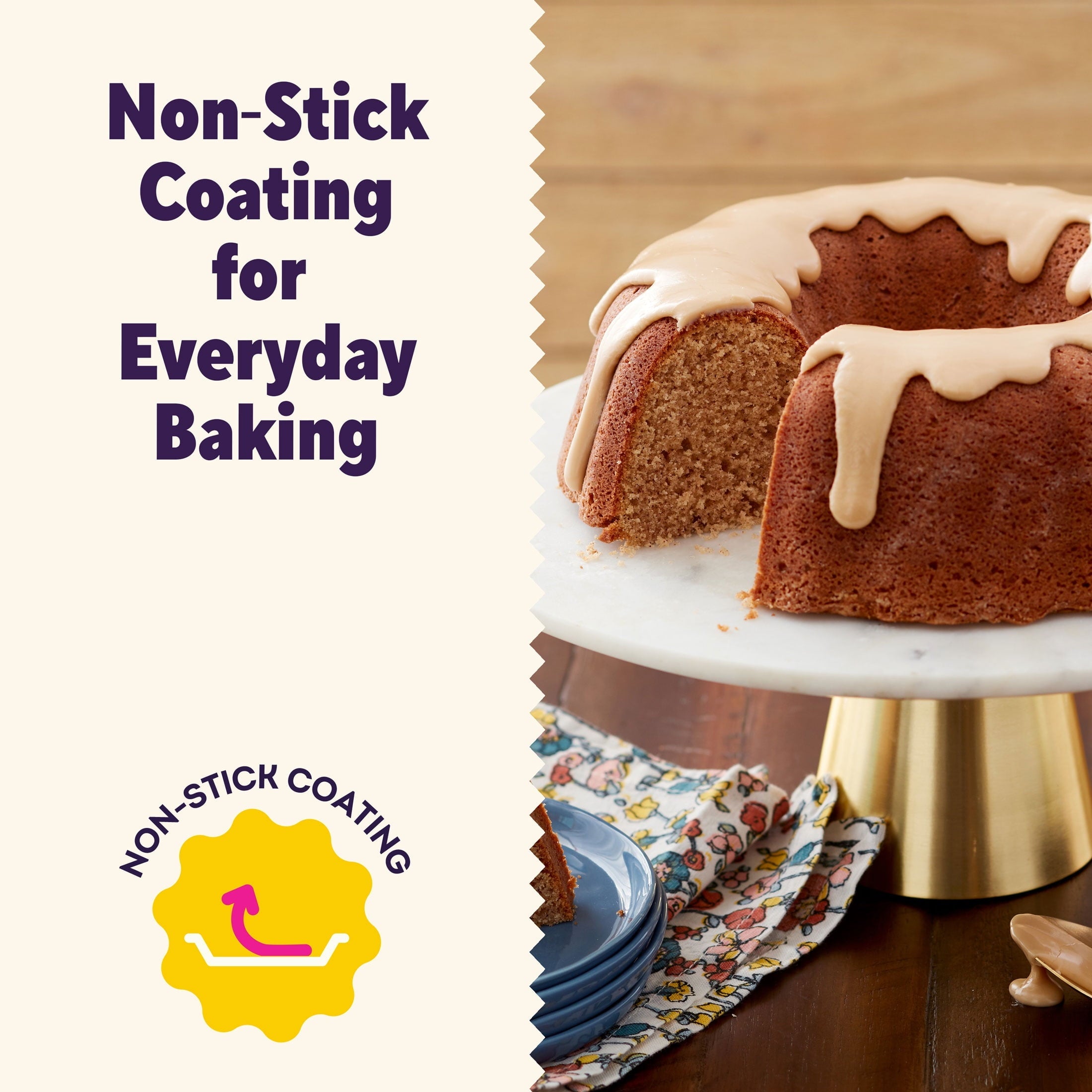 Innovative Everyday Non-Stick Bundt Cake Pan 9.51" Fluted Tube Baking Pan, Packaging May Vary - Multi-Functional Manual Food Chopper & Slicer Detail