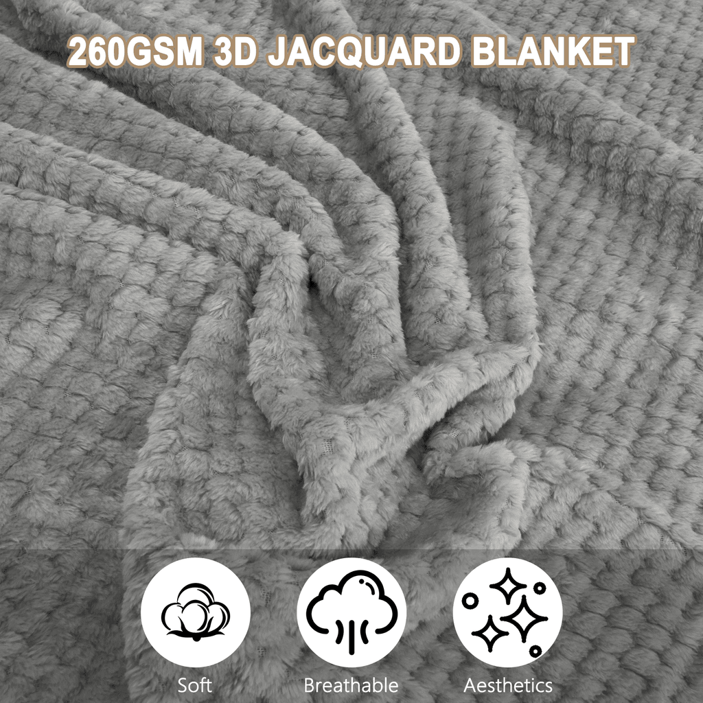 Super Soft Flannel Throw Blanket, Decorative Throws with Waffle Wave Design, Super Soft Plush Fuzzy Blankets , Luxury Lightweight and Br... - Luxury Knitted Decorative Throw Blanket with Fringes Detail
