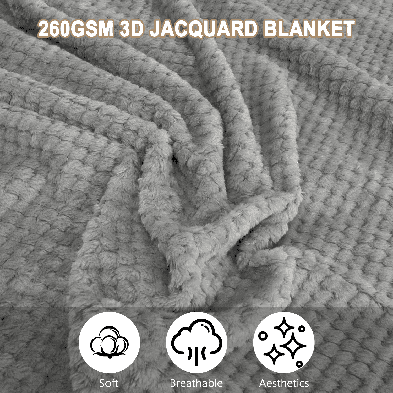 Super Soft Flannel Throw Blanket, Decorative Throws with Waffle Wave Design, Super Soft Plush Fuzzy Blankets , Luxury Lightweight and Br... - Luxury Knitted Decorative Throw Blanket with Fringes Detail