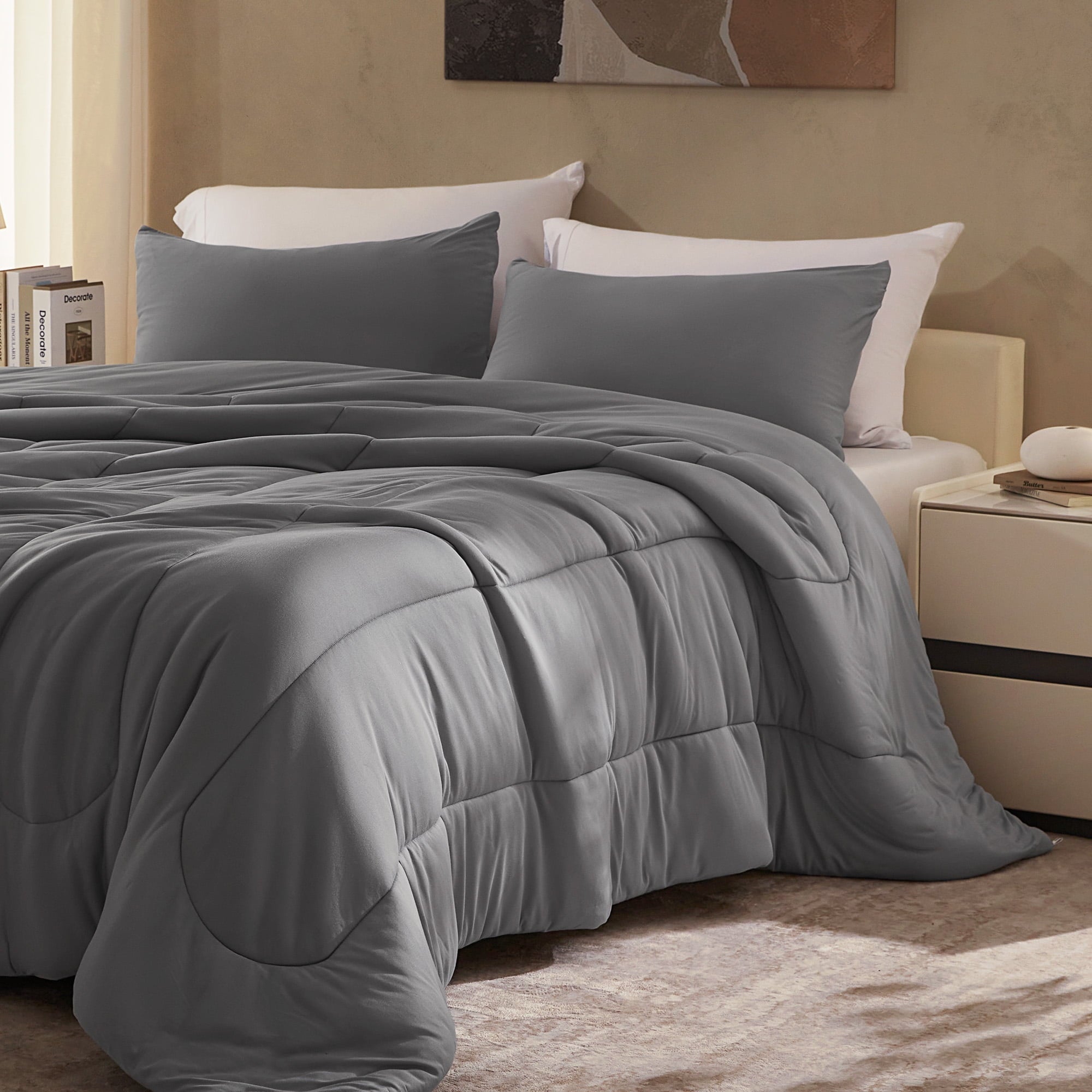 Hypoallergenic Cloud 3 Pieces Jersey Knit Bedding Sets with 1 Comforter and 2 Pillow Shams, Soft and Breathable Comforter Set with Women, ... - Hypoallergenic Ultra-Fluffy Quilt for Winter Detail