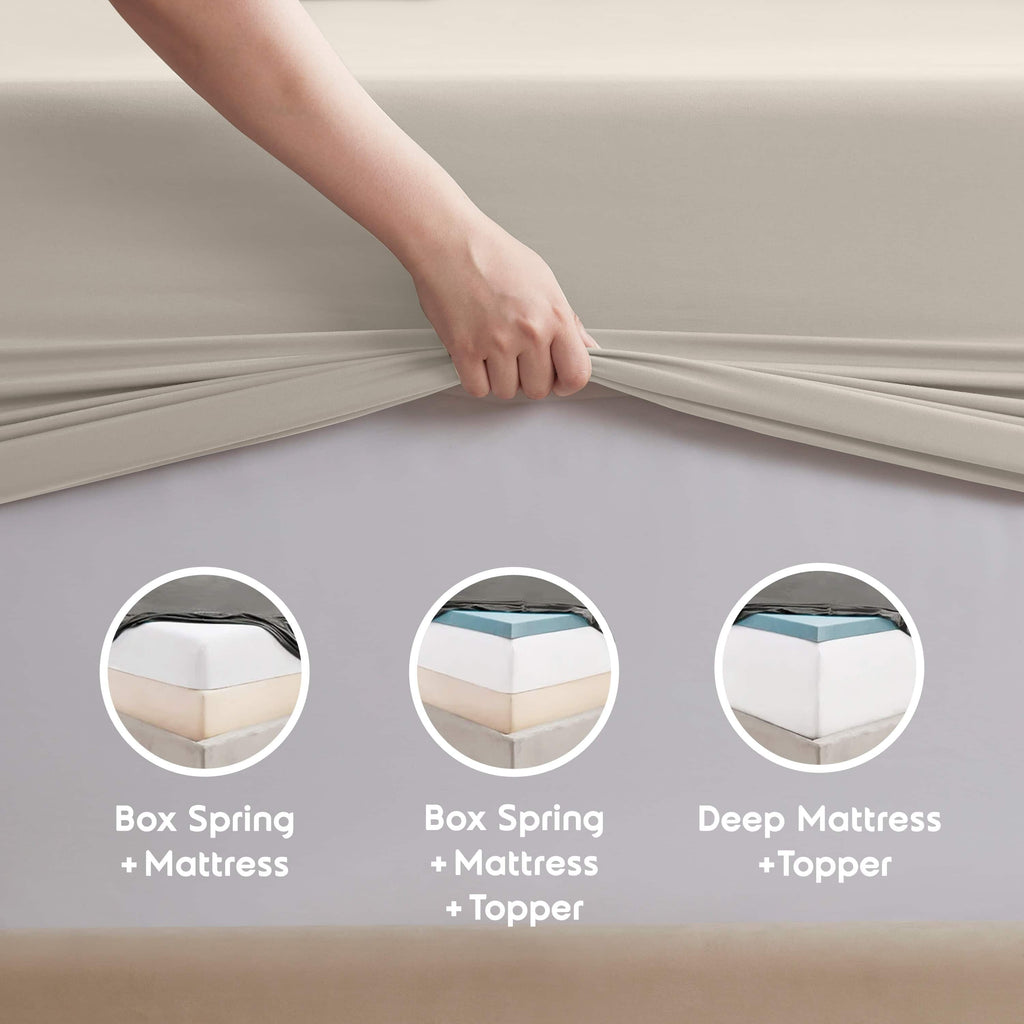 Wrinkle-Resistant Extra Deep Pocket Queen Sheets set, Fits 18"-24" Mattress, 6 Piece Soft Microfiber Bed Sheet Sets, Linen - Premium Ultra-Soft Pillowcase Pair for Sleeping Detail