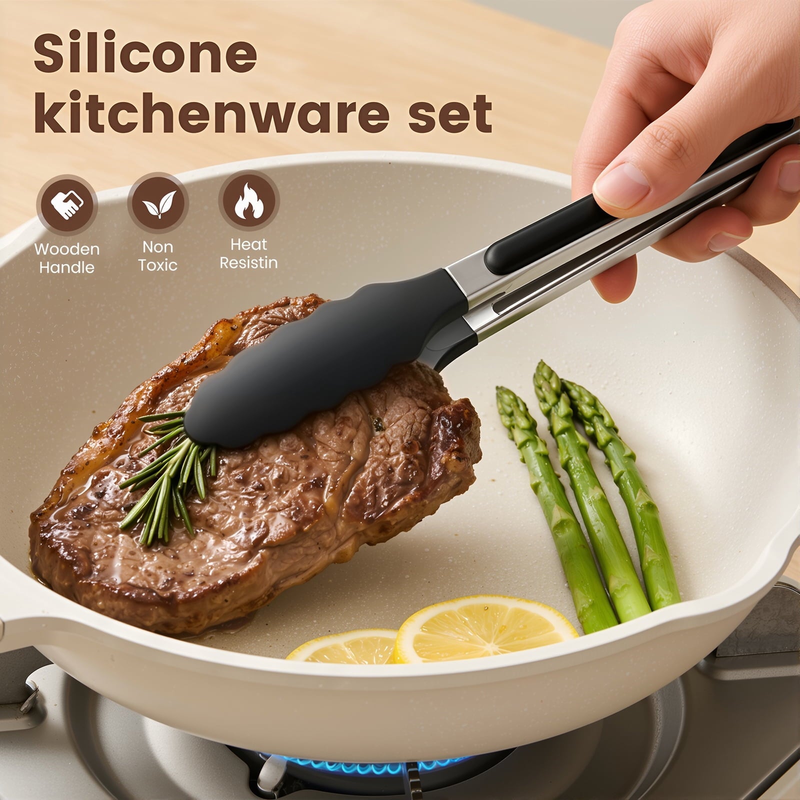 Heavy Duty Silicone Cooking Utensils Set with Holder, 44 PCS Kitchen Utensils Set, Silicone Kitchen Gadgets Spatulas Set for Non... - Heavy Duty Stainless Steel Kitchen Shears Detail
