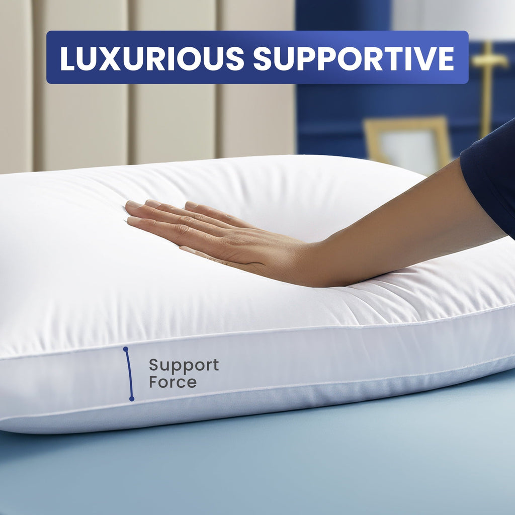 Orthopedic Support Queen Bed Pillow, 26"L x 18" W, Set of 2, Soft and High-Quality, Gusseted Pillow for All Sleep Positions (White) - Orthopedic Shredded Foam Bed Pillow Set Detail