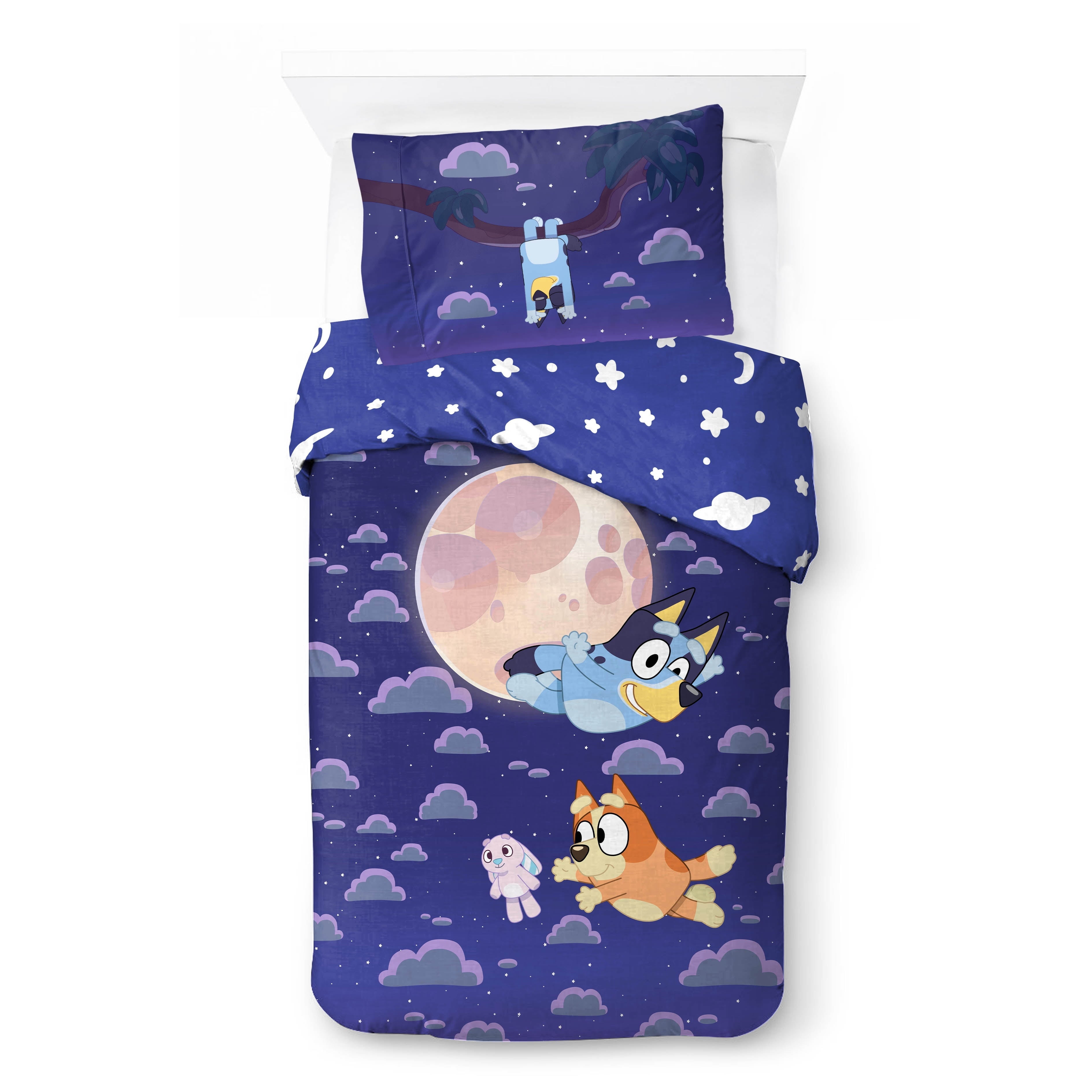 All-Season Dream Kids 2 Piece Blue Reversible Comforter and Pillowcase Bedding Set, Twin/Full - Hypoallergenic Ultra-Fluffy Quilt for Winter Detail