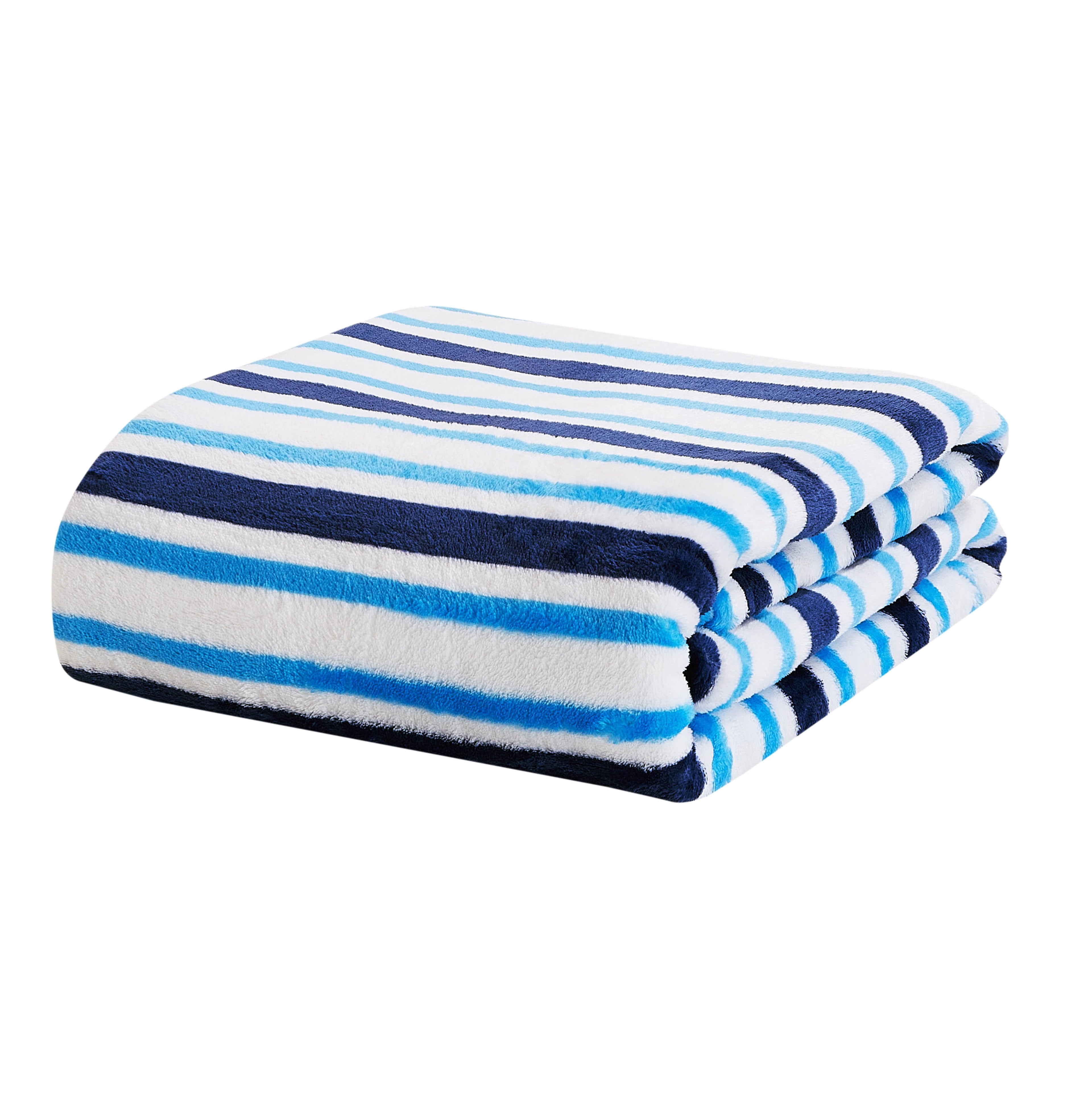 Super Soft Flannel Blue Stripes XL Oversized Throw Blanket, 72 x 50 inches, Great for a Kids Bedroom, Super Soft and Cozy - Lightweight Plush Warm Blanket for All Seasons Detail