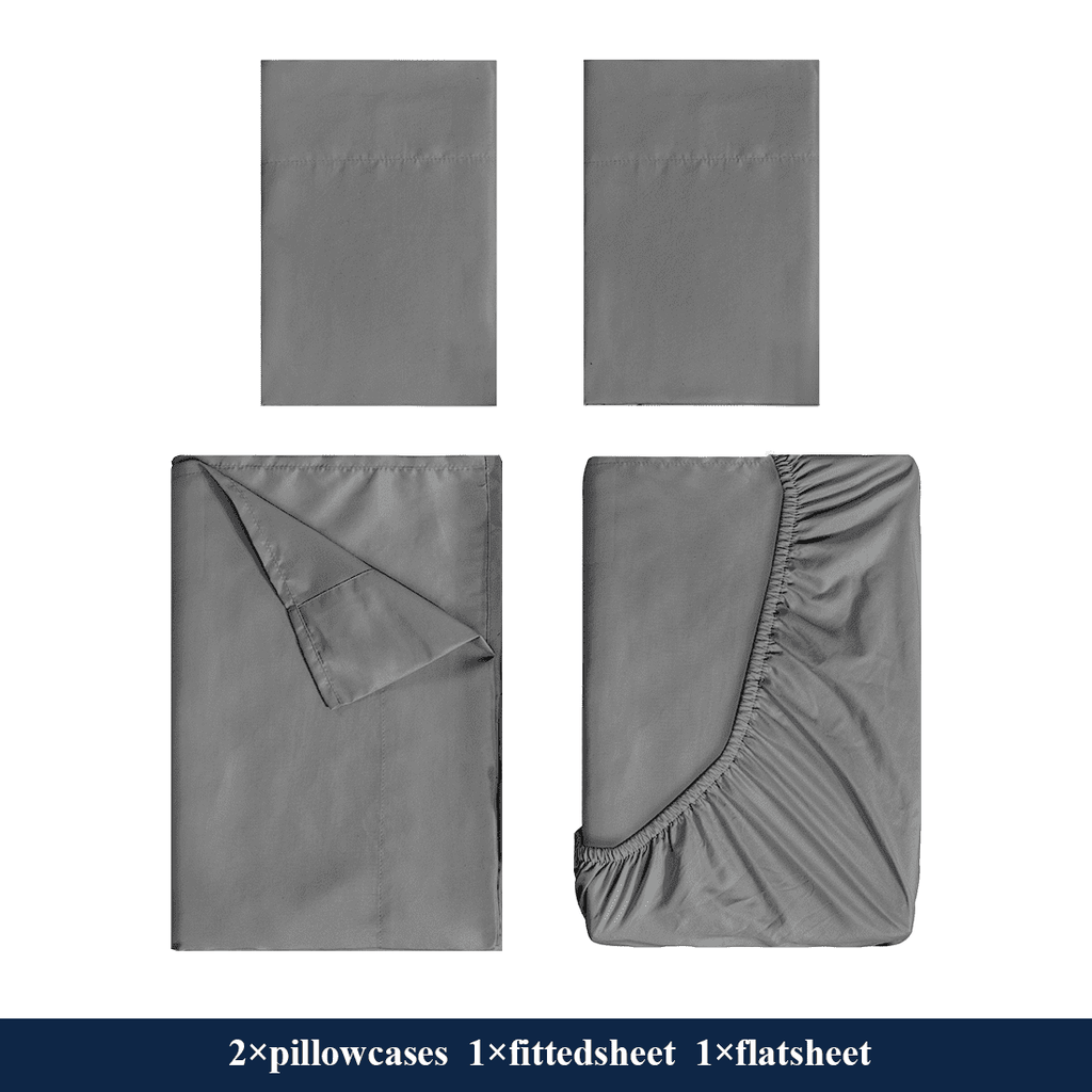 Cooling Sateen Full Size Bed Sheets, 4 Piece Sheets 14” Deep Pocket Sheet & Pillowcase Sets Soft Microfiber Luxury Bedding Fitted Sh... - Breathable Egyptian Cotton Flat & Fitted Sheets Detail