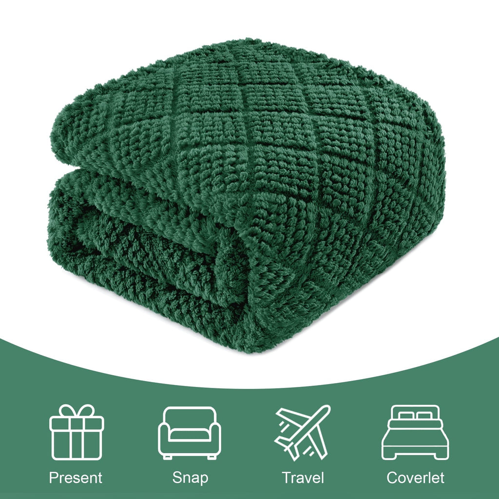 Cozy Fleece Fuzzy Fleece Throw Blanket for Couch, Bed, Soft Fluffy Jacquard Waffle Blankets for All Season, Lightweight and Warm,... - Lightweight Plush Warm Blanket for All Seasons Detail