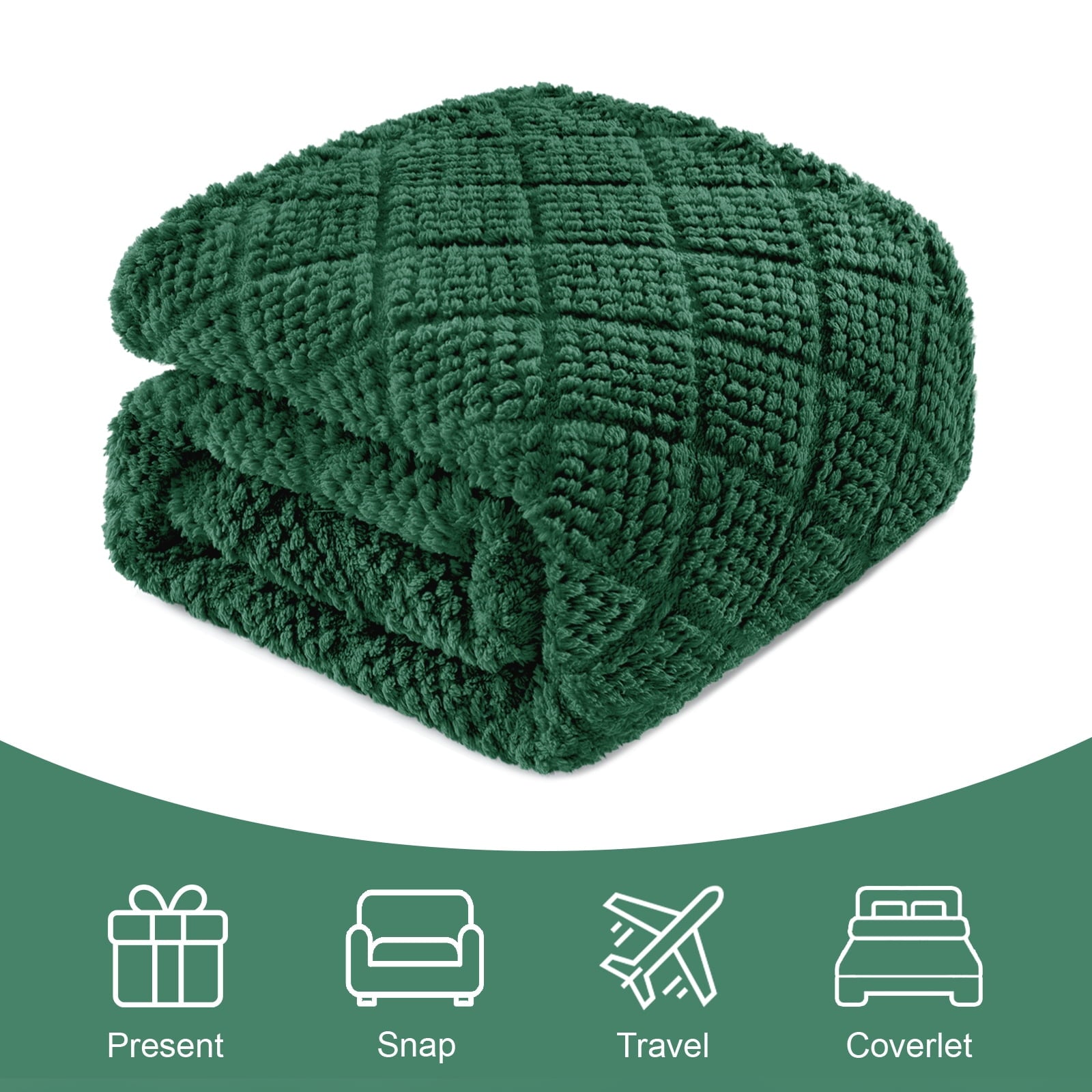 Cozy Fleece Fuzzy Fleece Throw Blanket for Couch, Bed, Soft Fluffy Jacquard Waffle Blankets for All Season, Lightweight and Warm,... - Lightweight Plush Warm Blanket for All Seasons Detail