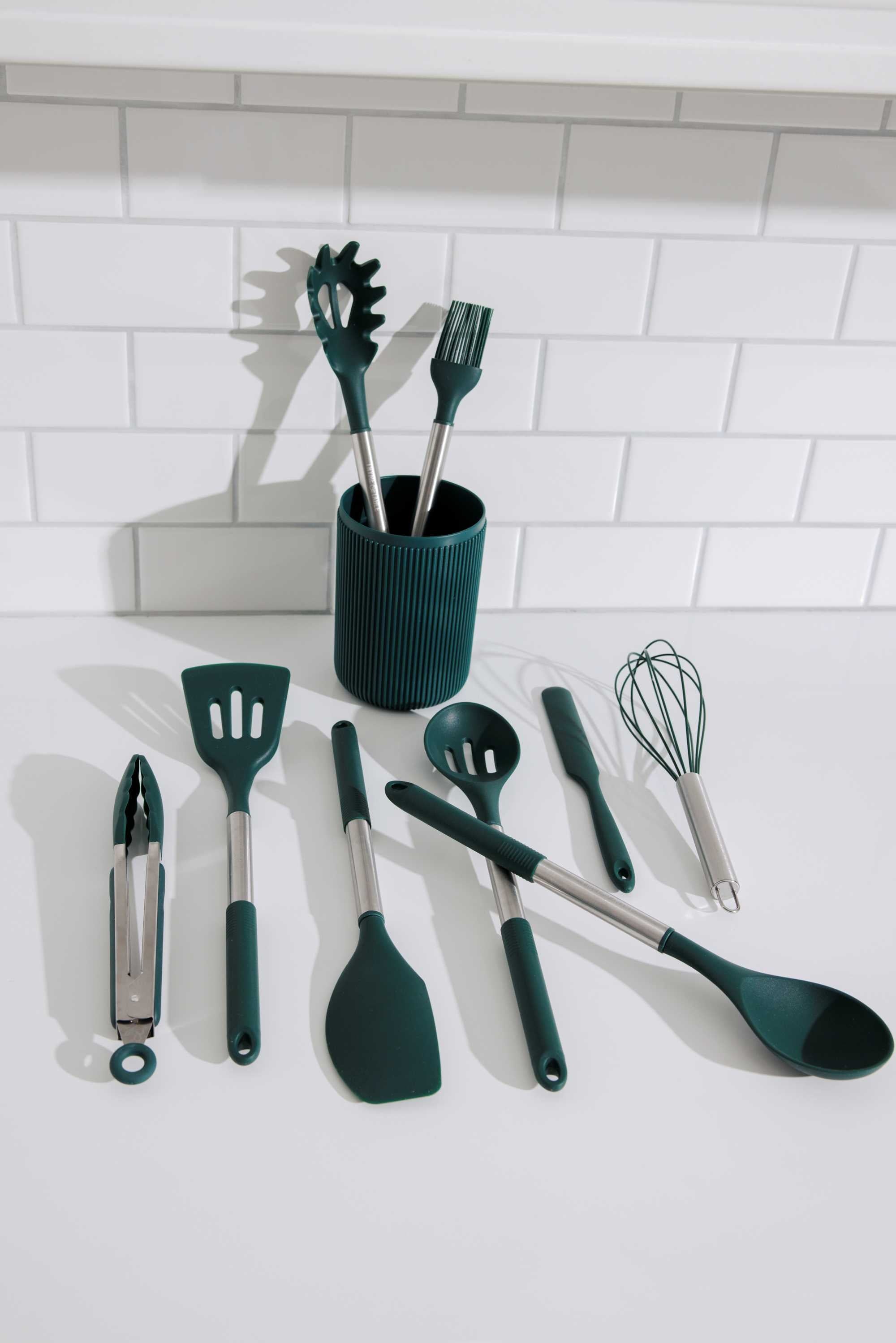 Heavy Duty 10-Piece Silicone Gadget Set - Green - Heavy Duty Stainless Steel Kitchen Shears Detail