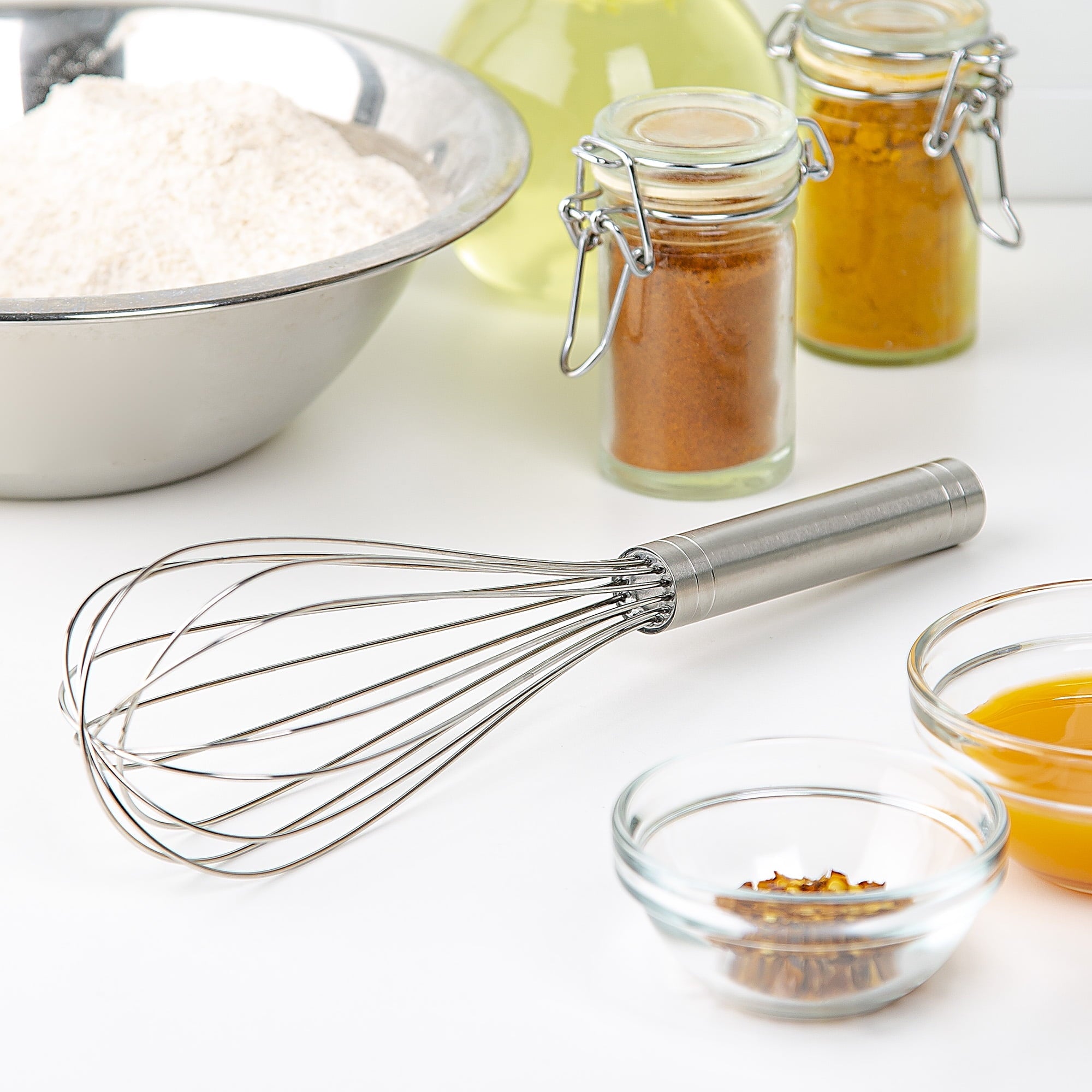Innovative 10" Stainless Steel Balloon Whisk - Premium Stainless Steel Garlic Presser & Peeler Detail