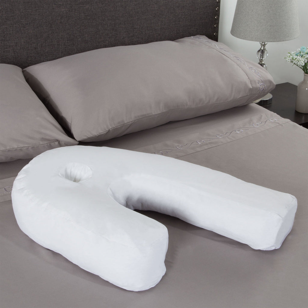 Ergonomic Memory Foam Bluestone Contour Side Sleeper Pillow with Ear Pocket for Pain Relief - Orthopedic Shredded Foam Bed Pillow Set Detail