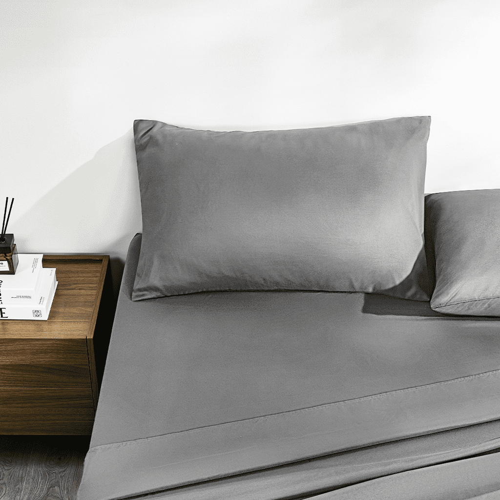 Cooling Sateen Full Size Bed Sheets, 4 Piece Sheets 14” Deep Pocket Sheet & Pillowcase Sets Soft Microfiber Luxury Bedding Fitted Sh... - Breathable Egyptian Cotton Flat & Fitted Sheets Detail