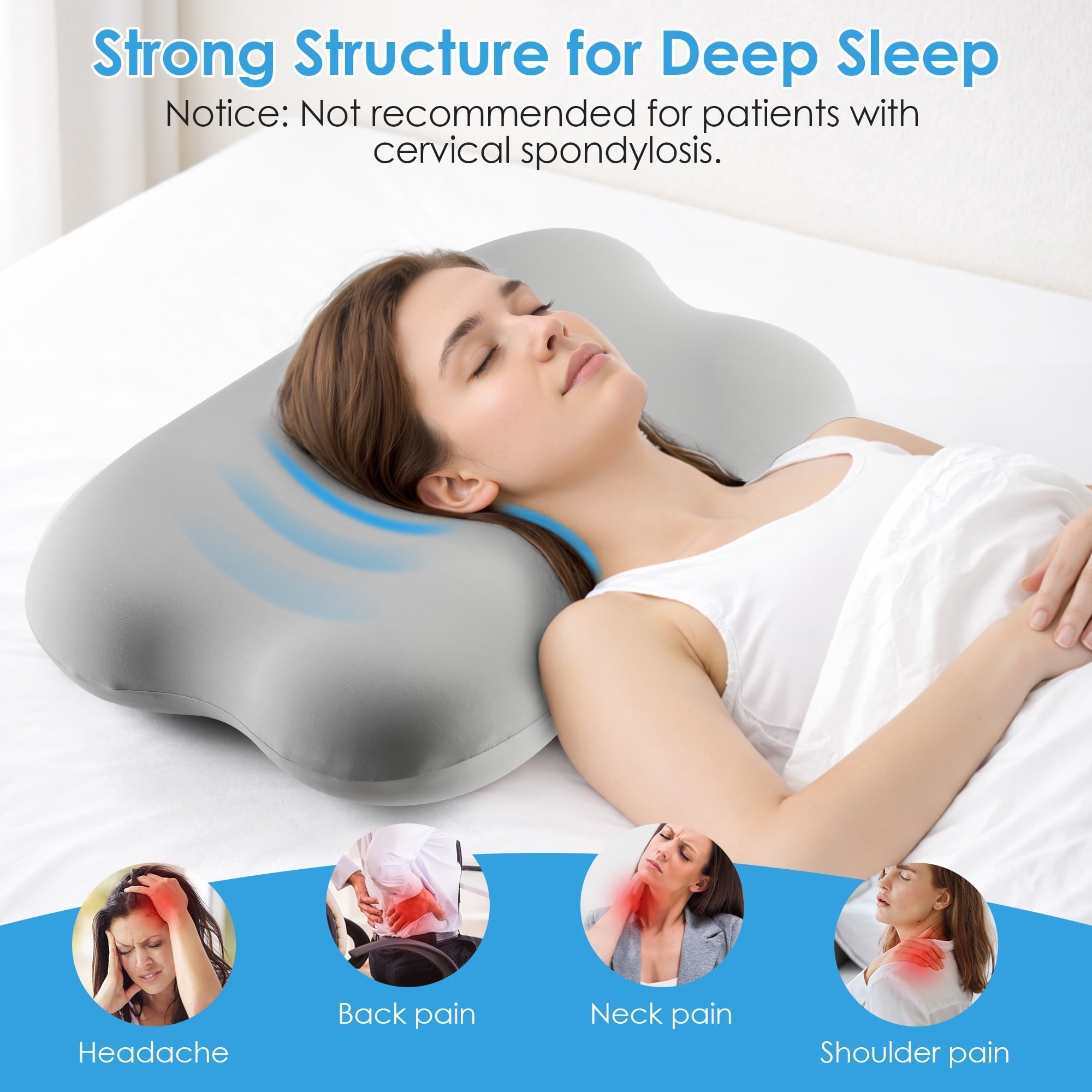 Hotel Collection Cervical Pillow Orthopedic Cervical Pillow for Neck Pain Relief, Memory Foam Bed Pillow with Pillowcase, Contour Bed ... - Decorative Throw Pillow Cushion for Sofa & Bed Detail