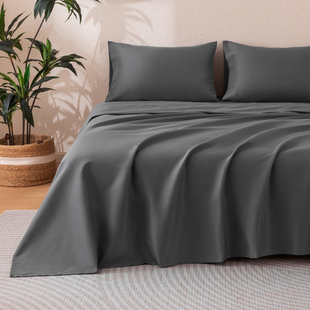 Ultra-Soft Sheet Set Twin Size Gray, 3 Pieces 140 GSM Brushed Elastic Fitted Soft & Cozy Bed Sheets Set with Deep Pocket - Luxury Bed Sheet Set with Deep Pockets Detail