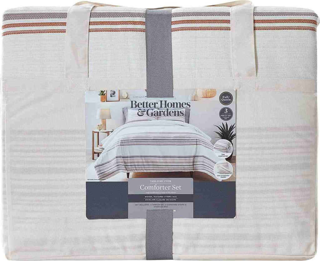 Hypoallergenic Cloud 3-Piece Red Yarn Dye Stripe Comforter Set, Full/Queen - All-Season Down Alternative Comforter Insert Detail