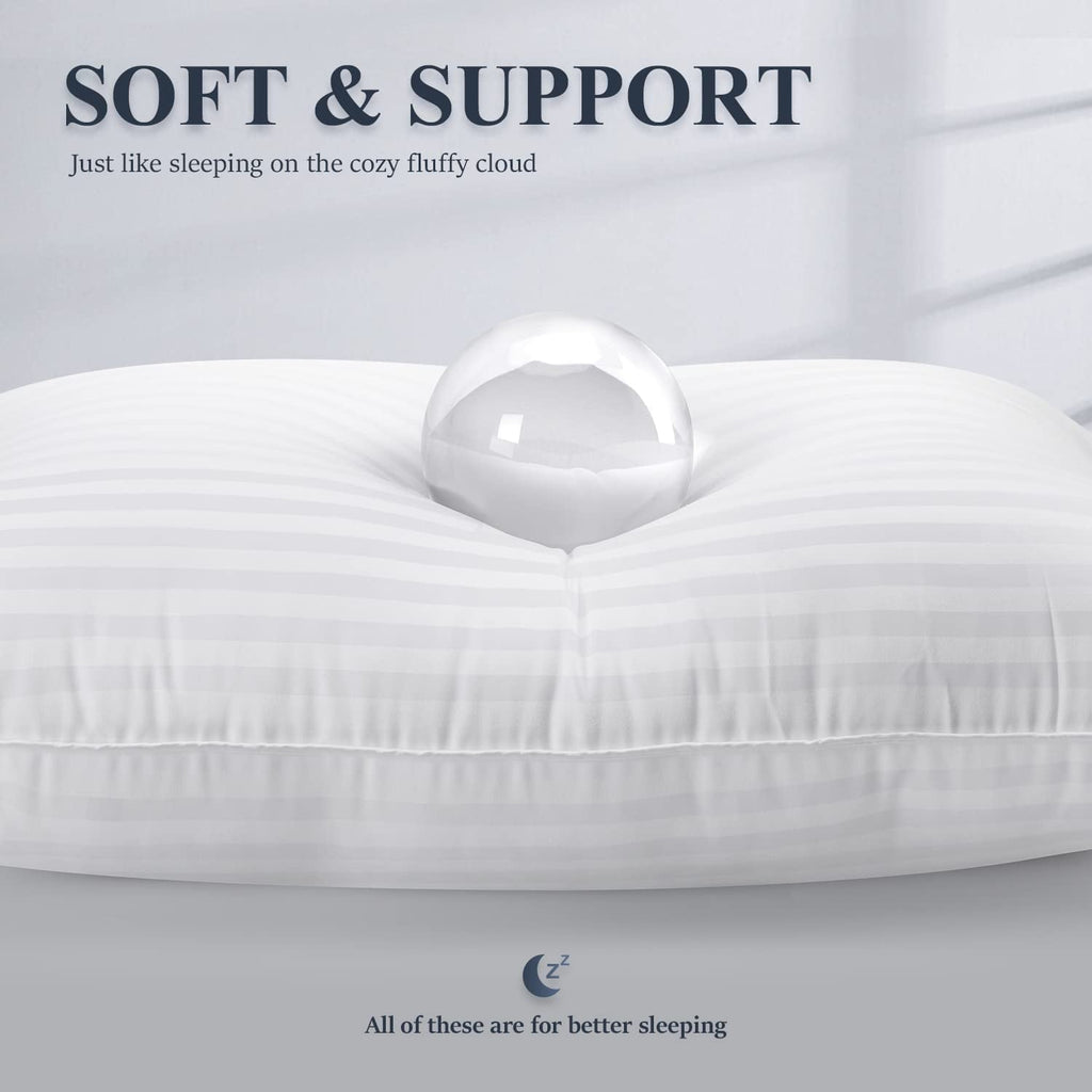 Ergonomic Memory Foam Bed Pillows 2-Pack Queen Size Luxury Hotel Pillow for Side and Back Sleeper Pillows for Bed with Cooling Cover - Decorative Throw Pillow Cushion for Sofa & Bed Detail