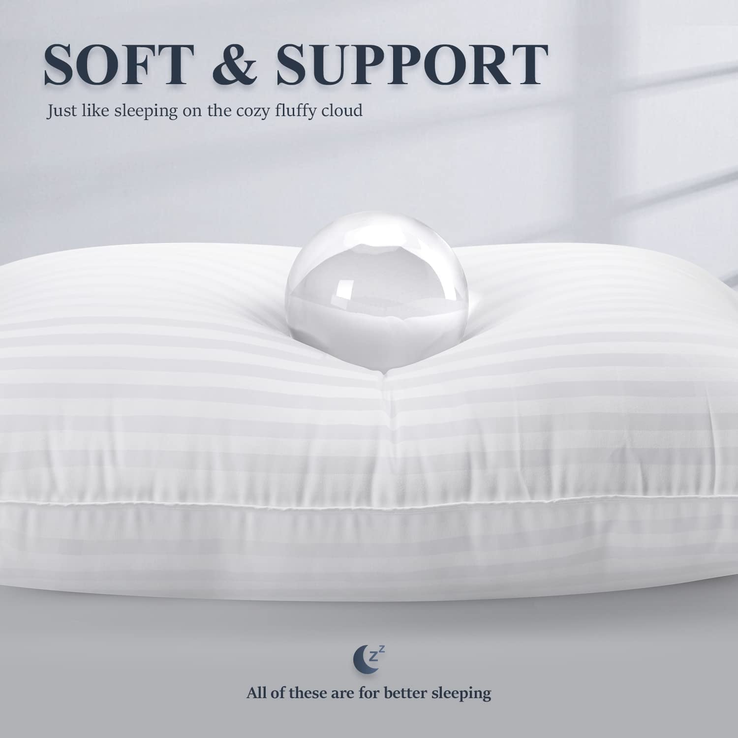 Ergonomic Memory Foam Bed Pillows 2-Pack Queen Size Luxury Hotel Pillow for Side and Back Sleeper Pillows for Bed with Cooling Cover - Decorative Throw Pillow Cushion for Sofa & Bed Detail