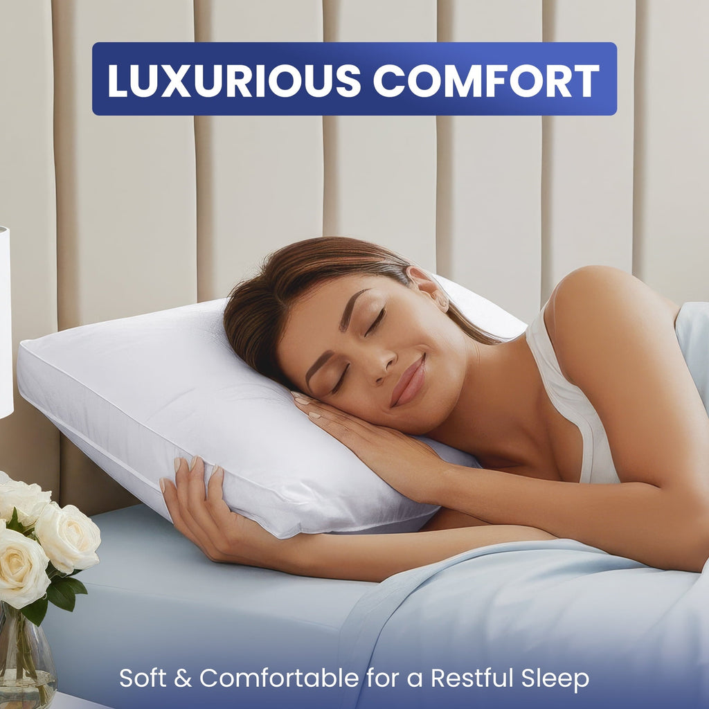 Orthopedic Support Queen Bed Pillow, 26"L x 18" W, Set of 2, Soft and High-Quality, Gusseted Pillow for All Sleep Positions (White) - Orthopedic Shredded Foam Bed Pillow Set Detail