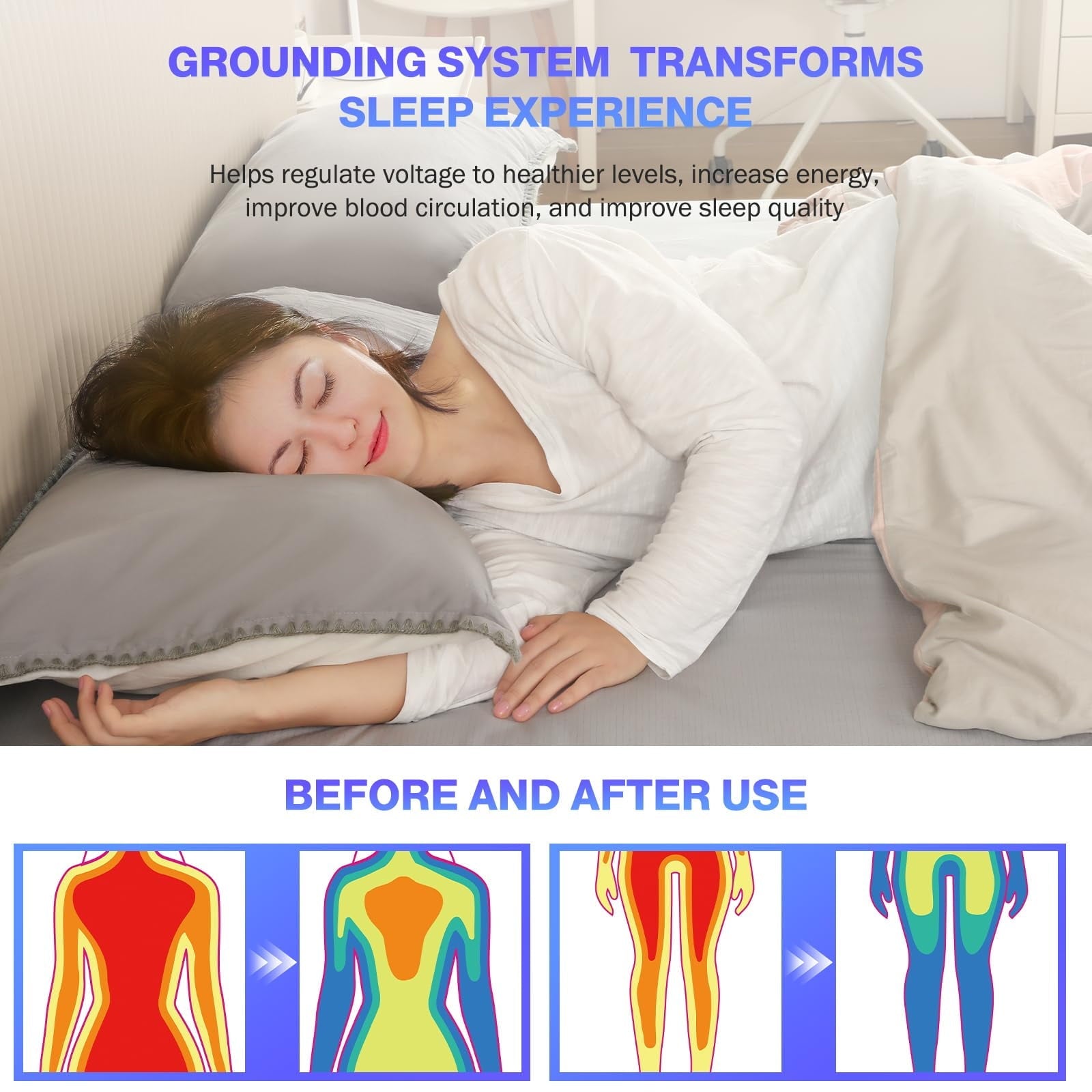Breathable Luxury Grounding Sheets King Size,Earth Grounded Fitted Bed Sheet 10% Pure Silver Fiber + 90% Organic Cotton, Bed Grounding ... - Breathable Egyptian Cotton Flat & Fitted Sheets Detail