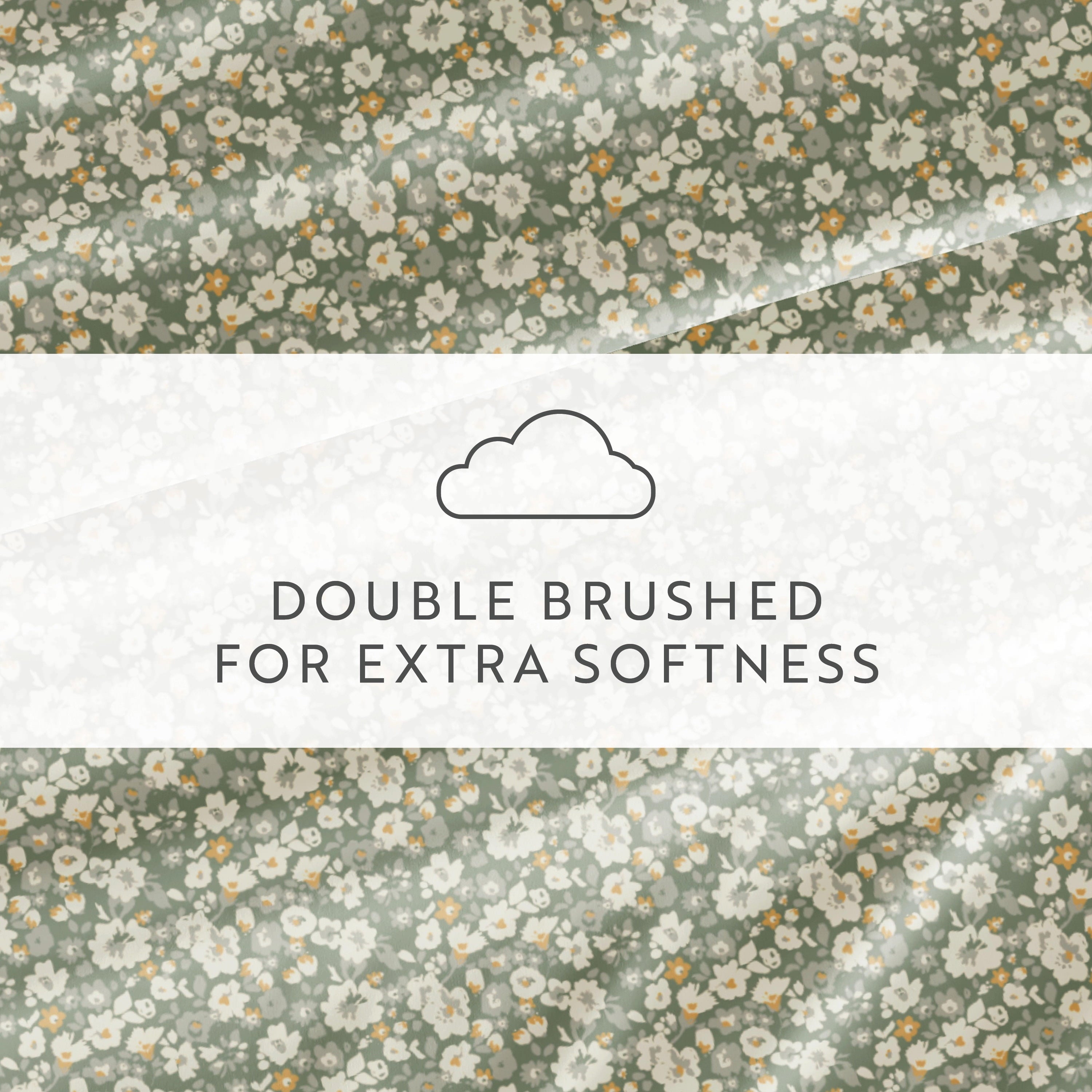 Breathable Luxury 4 Piece Pattern Microfiber Bed Sheets Set, Floral Dream Eucalyptus, Twin - Premium Ultra-Soft Pillowcase Pair for Sleeping Detail