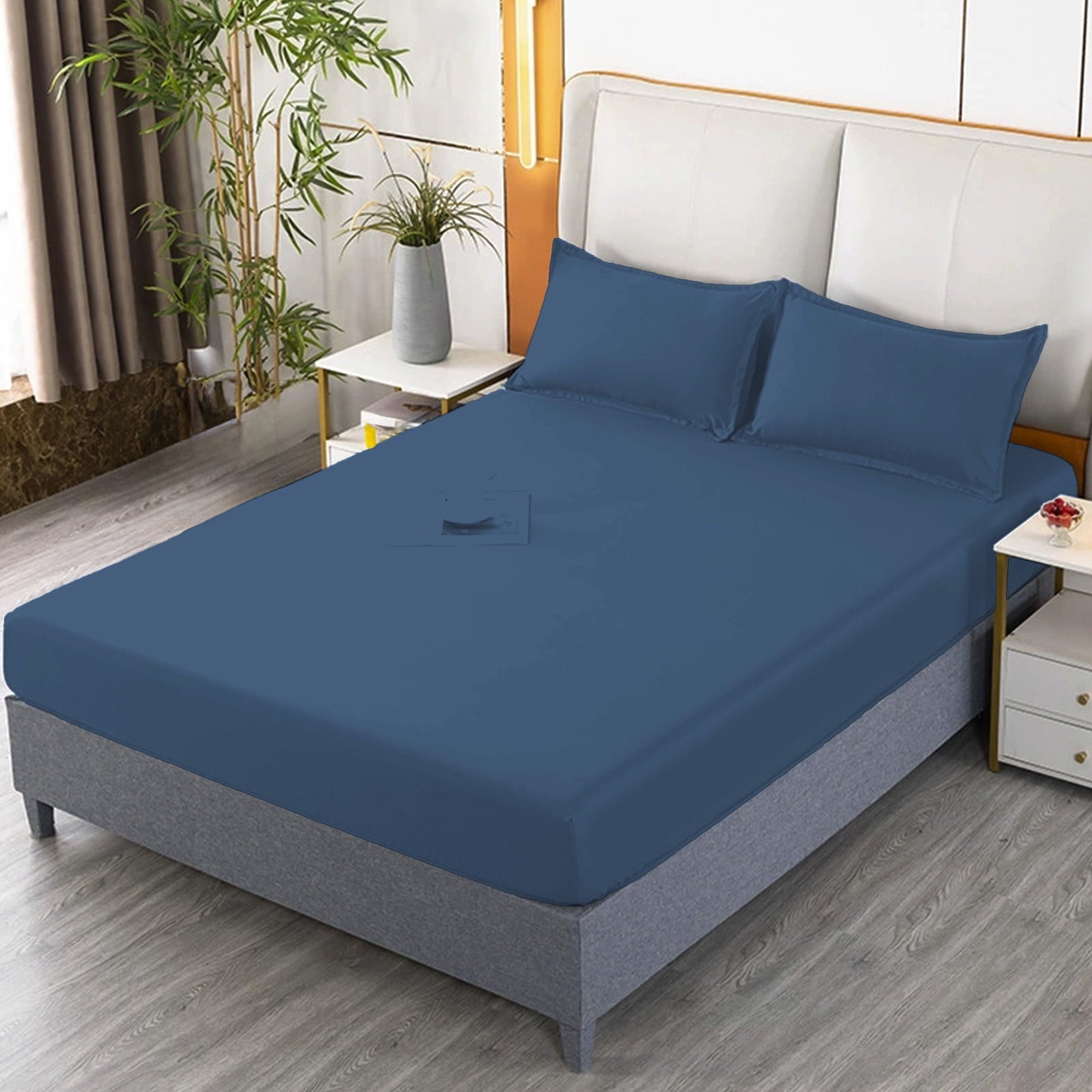 Wrinkle-Resistant Egyptian Cotton Fitted Sheet Queen Size - 400 Thread Count Queen Size Fitted Sheet Only, Extra Soft, Cooling, 15" Dee... - Premium Ultra-Soft Pillowcase Pair for Sleeping Detail
