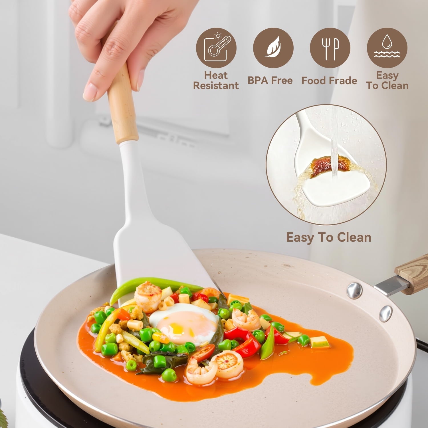 Durable Steel Kitchen Utensils Set for Cooking, 11 Cooking Utensils, 6 Knife set Beige,3 Utensil Sets,utensilios de cocina - Professional Kitchen Tool for Culinary Enthusiasts Detail