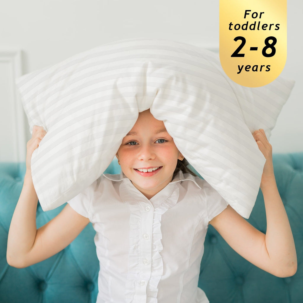 Orthopedic Support 100% Cotton Kids Size Bed Pillows Set of 2 - Premium Down Alternative Cooling Pillows for Side, Back, and Stomach Sle... - Orthopedic Shredded Foam Bed Pillow Set Detail