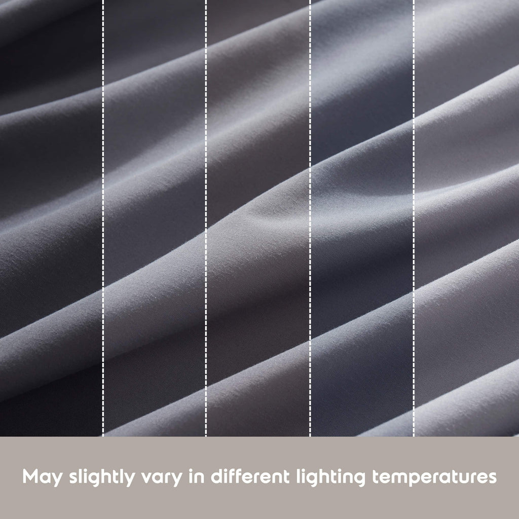 Cooling Sateen Sheet Sets, Deep Pocket 4 Piece, Luxury Soft Microfiber Bed Sheet Sets, GRAY - Cooling Hotel Quality Bedding Sheets and Pillowcases Detail