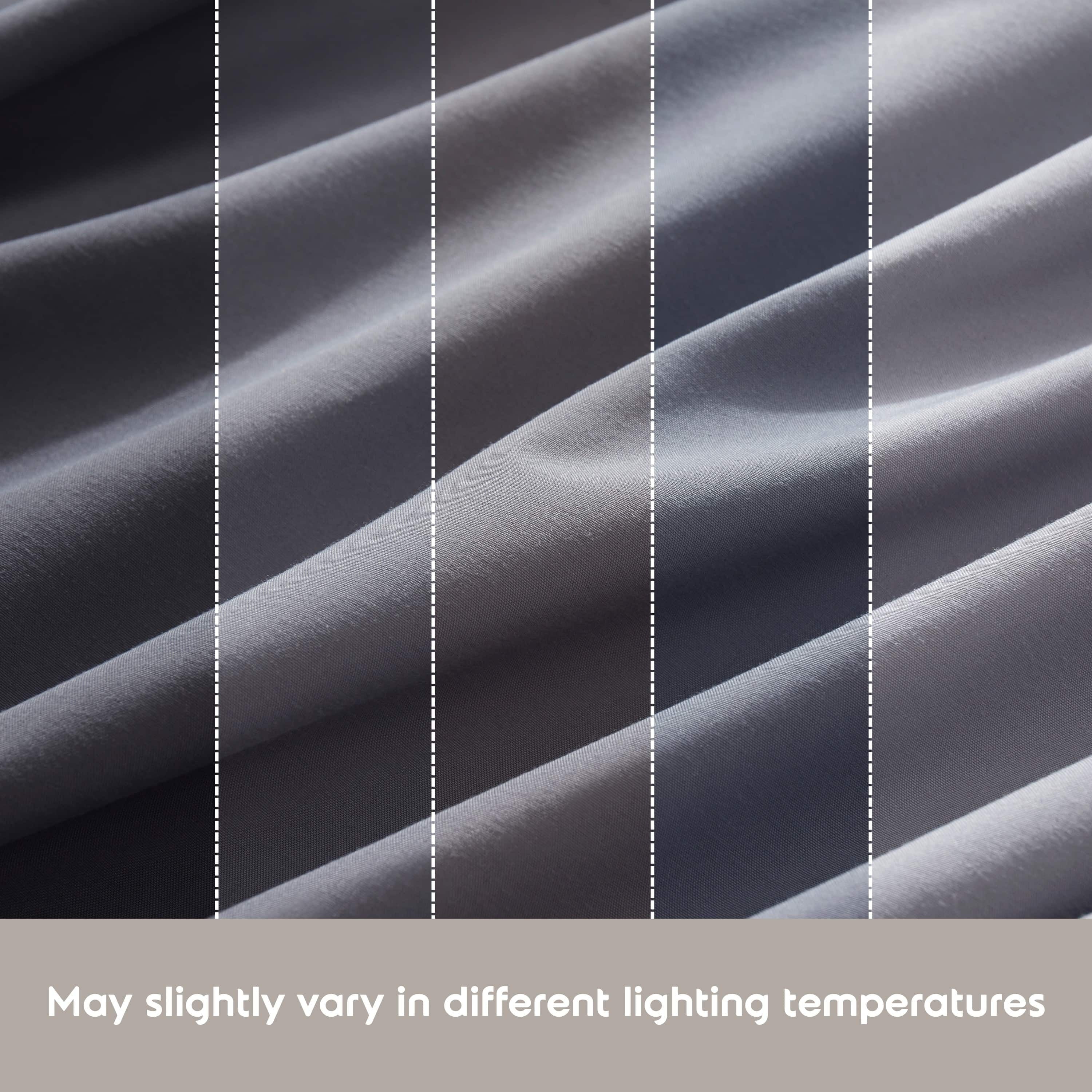 Cooling Sateen Sheet Sets, Deep Pocket 4 Piece, Luxury Soft Microfiber Bed Sheet Sets, GRAY - Cooling Hotel Quality Bedding Sheets and Pillowcases Detail
