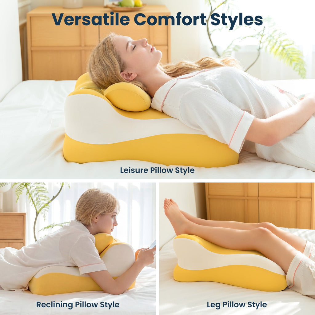 Fluffy Shredded Memory Foam Reading Pillow, Multi-Position Support Bed Pillow for Petite Adults, Reading Tools, Fun Couple Pillows Pr... - Ergonomic Memory Foam Pillow for Neck Pain Support Detail