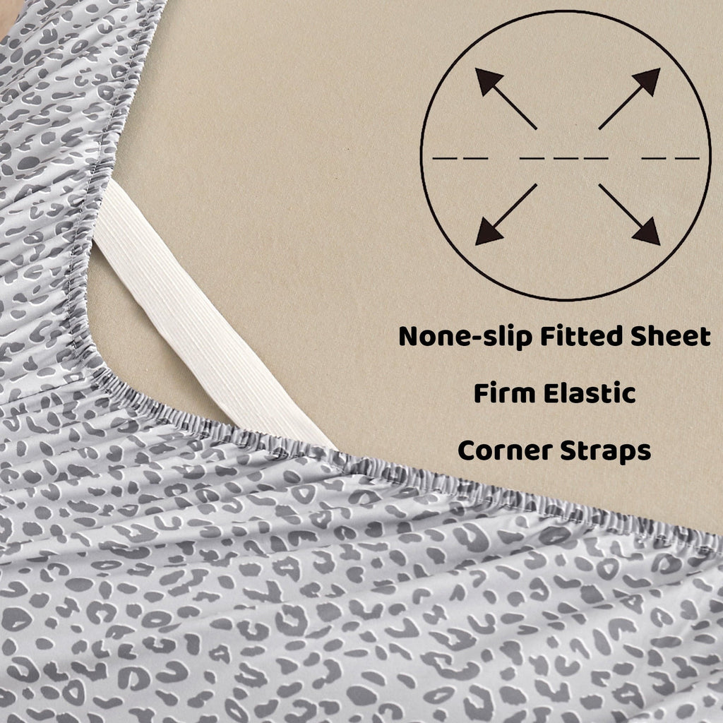 Breathable Luxury Floral King Sheets, Soft Breathable Microfiber Printed Bed Sheet Set, Deep Pocket Non-Slip Fitted Sheet Included - Breathable Egyptian Cotton Flat & Fitted Sheets Detail