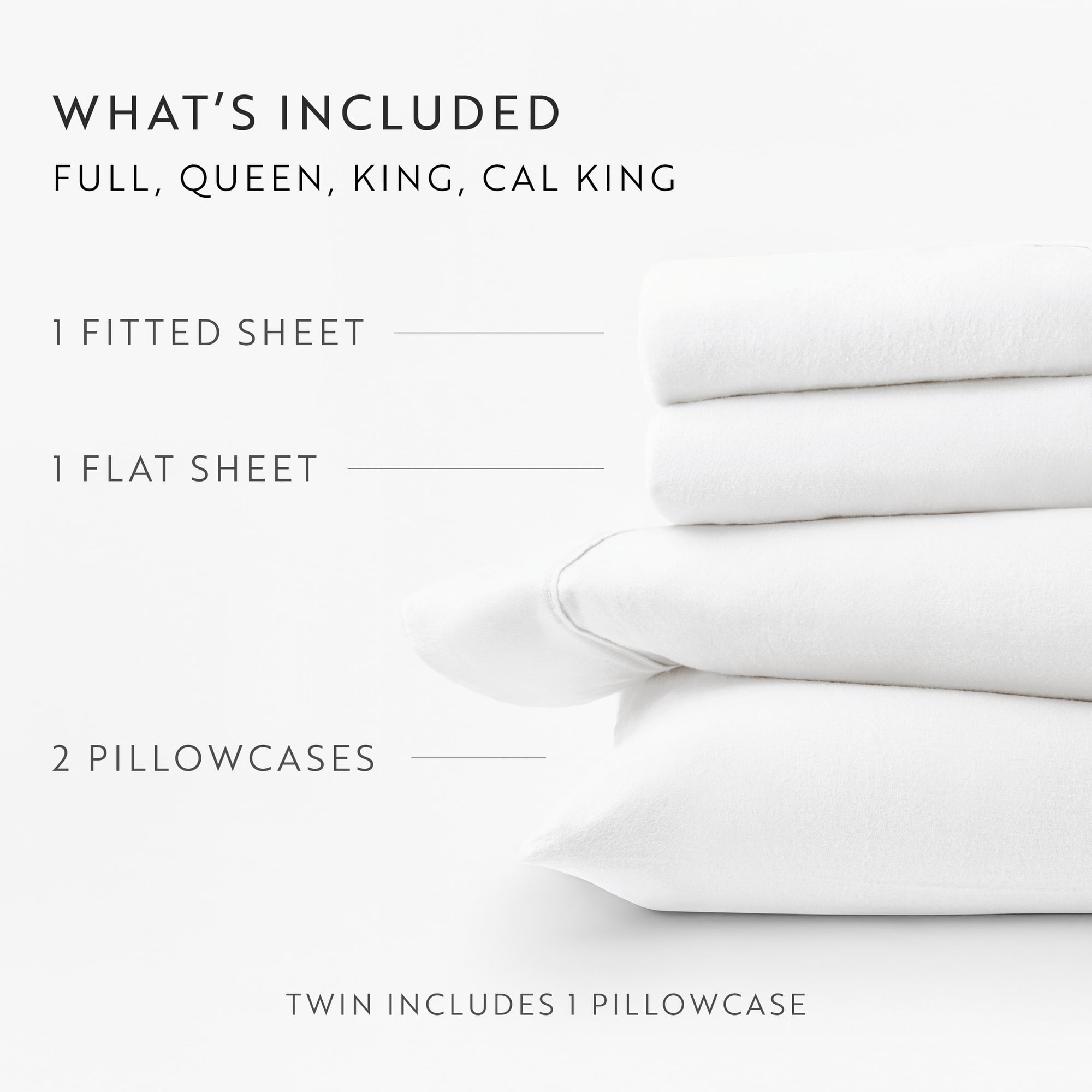 Cooling Sateen 100% Cotton Flannel Bed Sheets Set for Full Size Bedding in White - Breathable Egyptian Cotton Flat & Fitted Sheets Detail