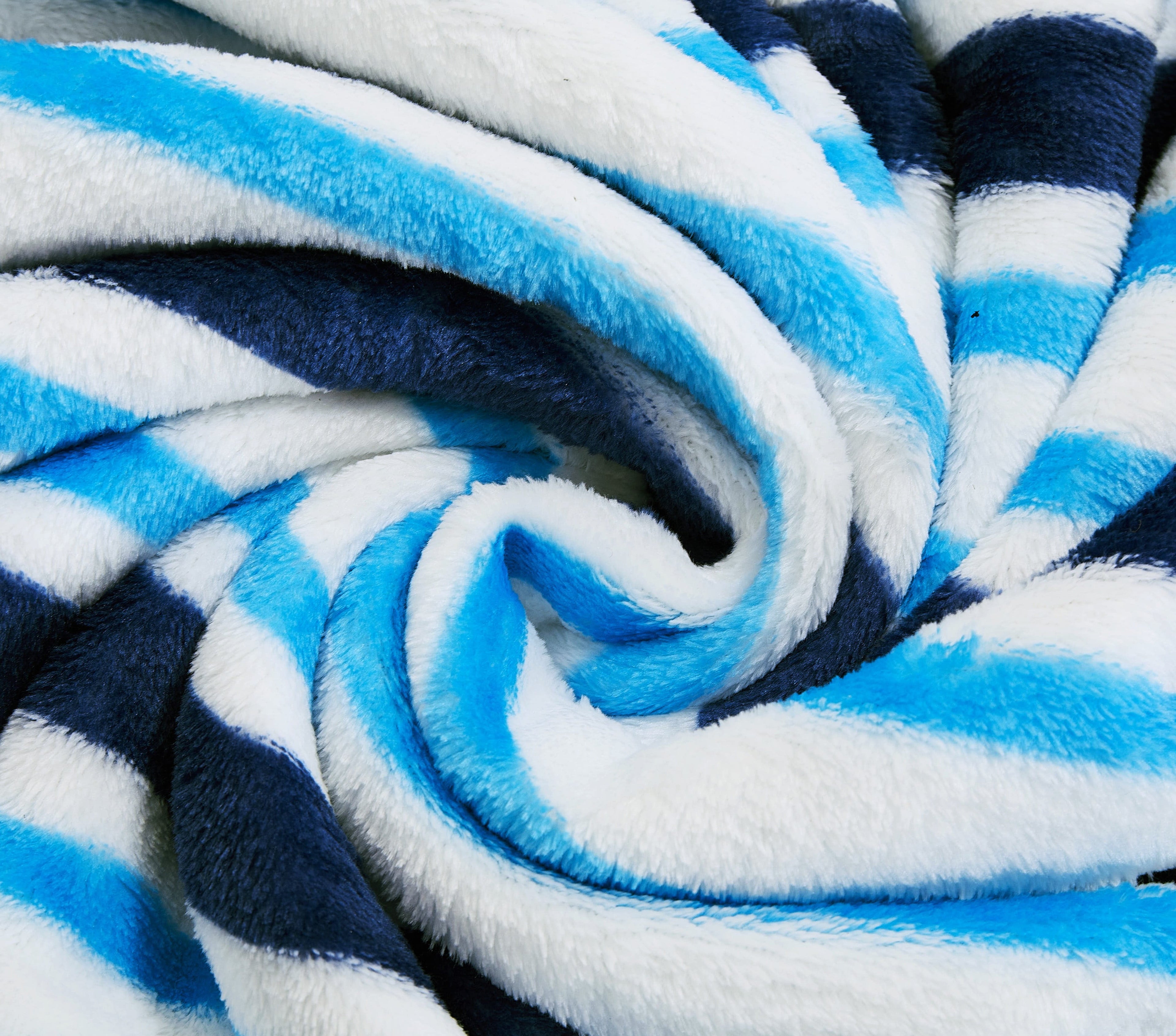 Super Soft Flannel Blue Stripes XL Oversized Throw Blanket, 72 x 50 inches, Great for a Kids Bedroom, Super Soft and Cozy - Lightweight Plush Warm Blanket for All Seasons Detail