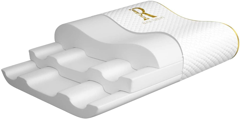 Orthopedic Support Queen Memory Foam Pillow + Extra Pillowcase, Bed Pillow for Neck & Shoulders for Adult - Ergonomic Memory Foam Pillow for Neck Pain Support Detail