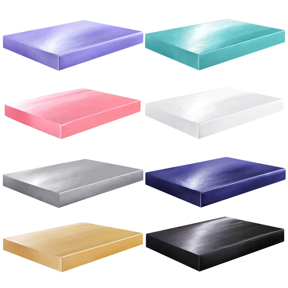 Breathable Luxury Fitted Sheet Deep Pocket Bed Sheet Satin Silk Sheets Ultra Soft Machine Washable Twin, Navy Blue - Premium Ultra-Soft Pillowcase Pair for Sleeping Detail