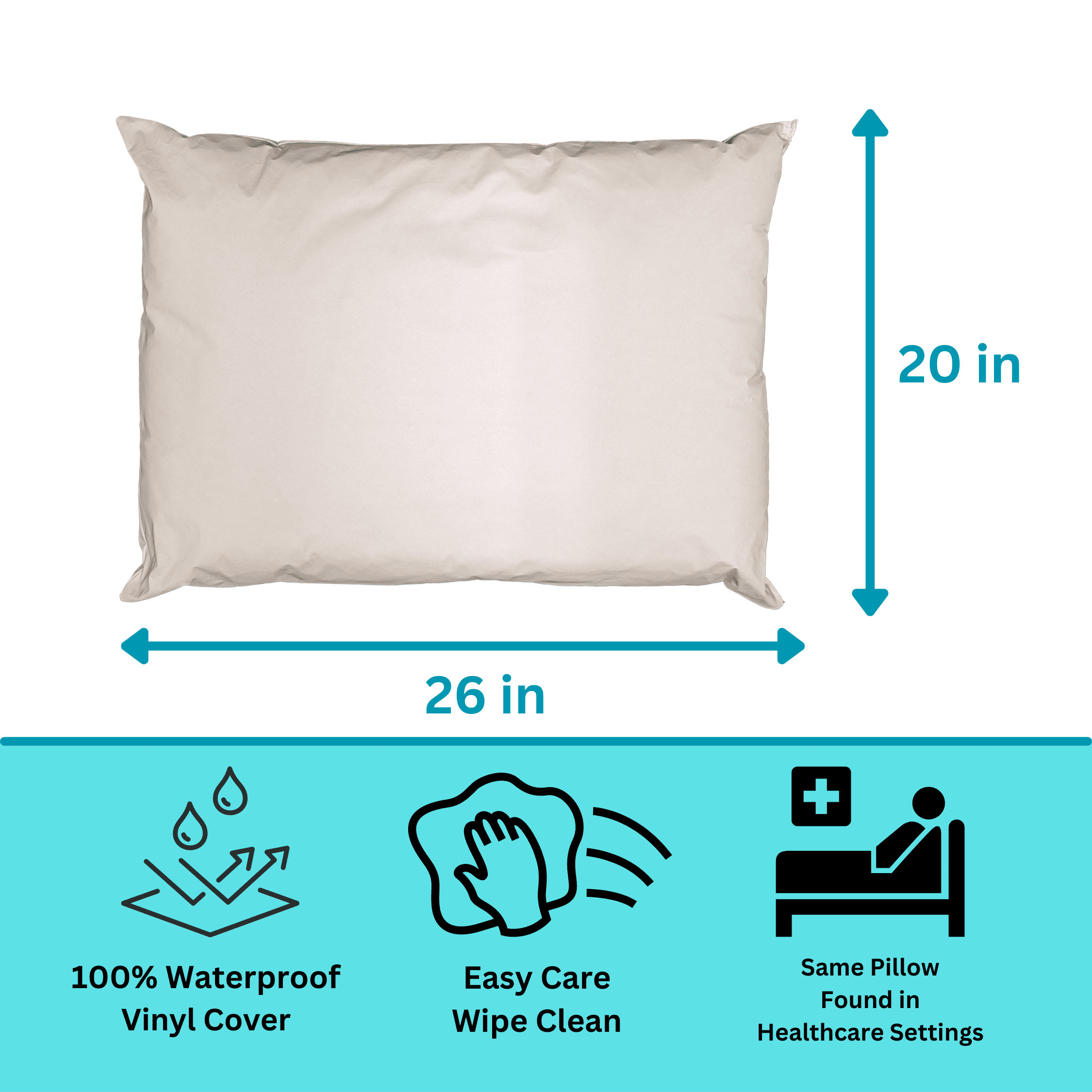 Fluffy Shredded 2 Pack MediCheck White Vinyl Covered Bed Pillows 20 in x 26 in - Wipeable Easy Clean - Soft Low Profile Non-Fluffy Su... - Ergonomic Memory Foam Pillow for Neck Pain Support Detail