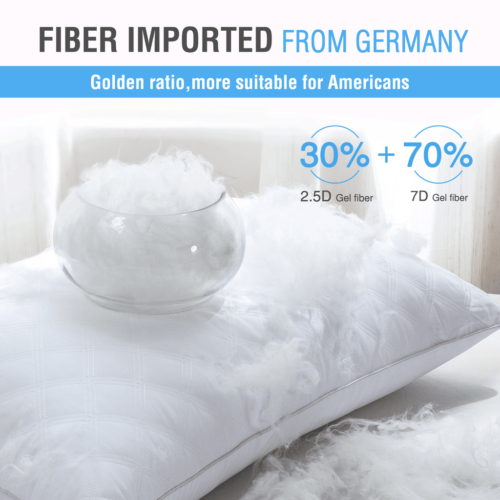 Fluffy Shredded Bed Pillows Queen Size Set of 2 Pillows for Bed 2 Pack Cooling Hotel Collection Down Alternative Pillows 20 x 30 inches - Decorative Throw Pillow Cushion for Sofa & Bed Detail