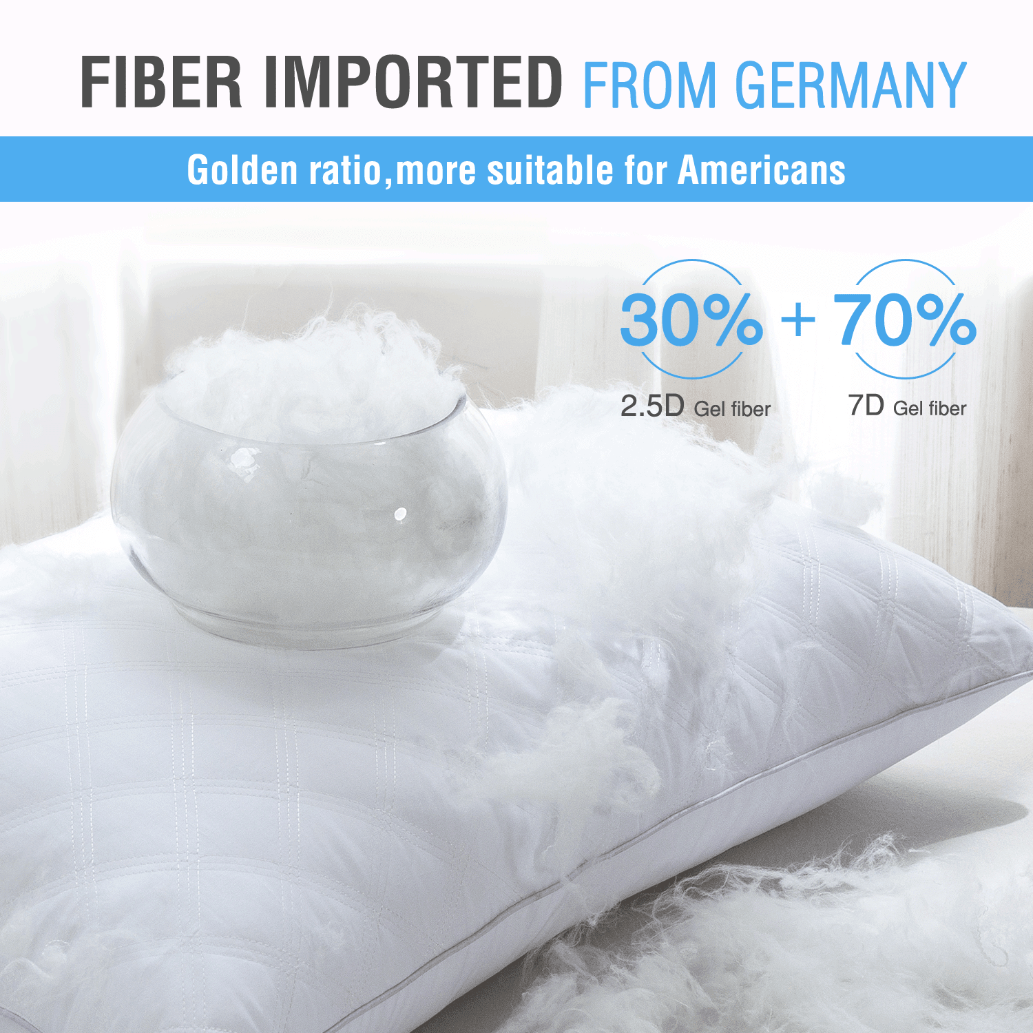 Fluffy Shredded Bed Pillows Queen Size Set of 2 Pillows for Bed 2 Pack Cooling Hotel Collection Down Alternative Pillows 20 x 30 inches - Decorative Throw Pillow Cushion for Sofa & Bed Detail