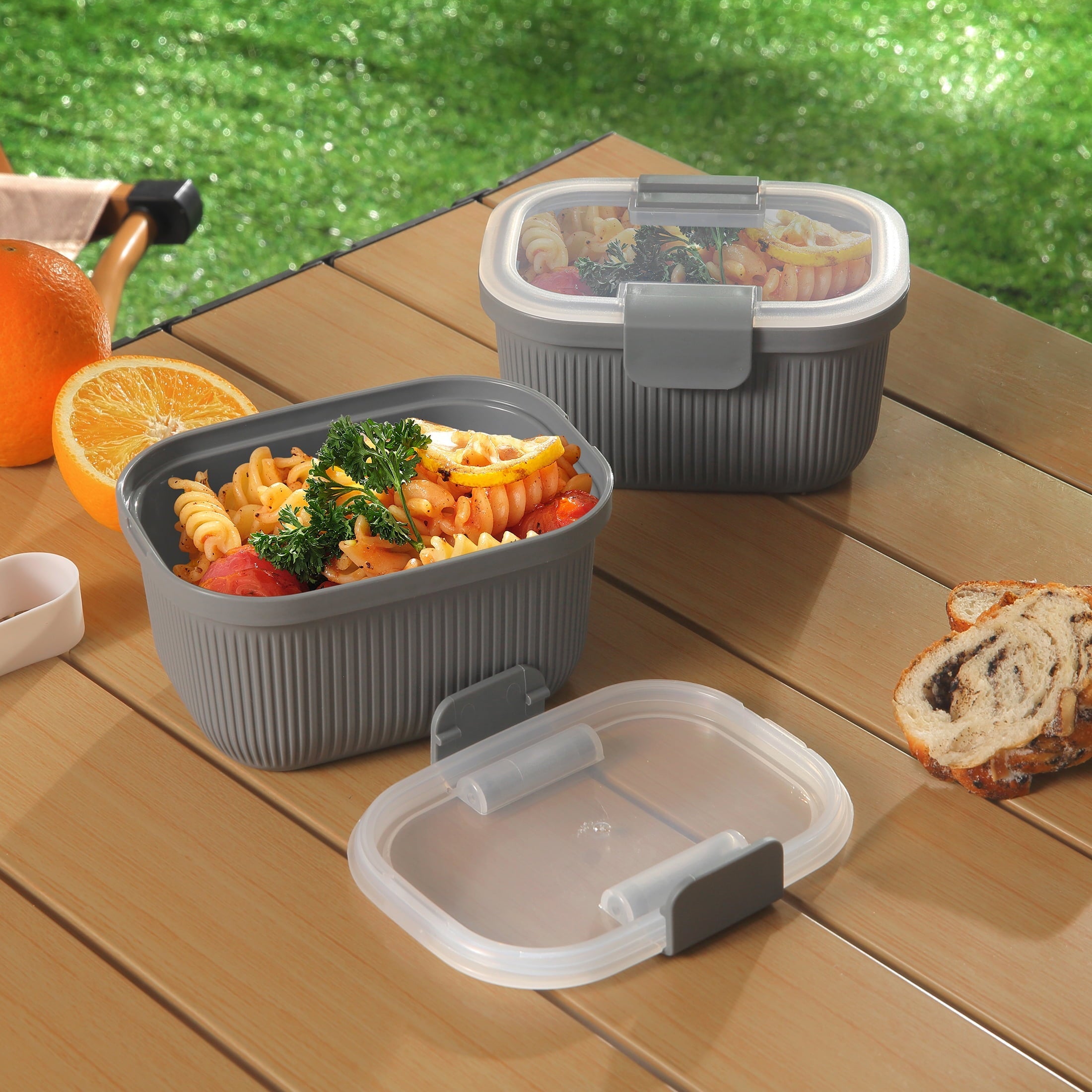 Deliciously Squishy Plastic Food Storage Bento Snack Container, Rectangle, Grey, 19oz Capacity, Made for Portable Food Storage - Deliciously Soft Cupcake Sensory Glob Detail