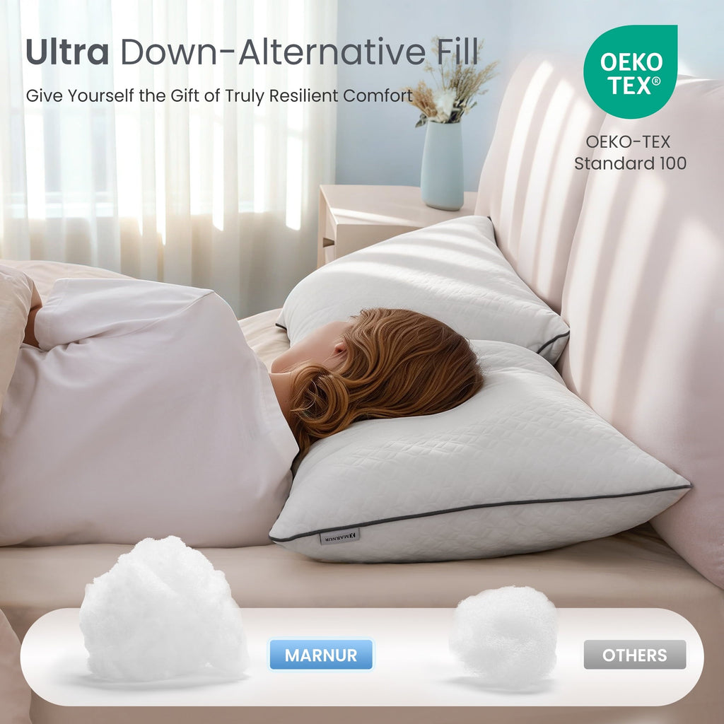 Ergonomic Memory Foam Bed Pillows Hotel Collection Luxury Down Alternative Pillow for Beds 2 Pack, Medium Support for Side & Back Sleepers ... - Ergonomic Memory Foam Pillow for Neck Pain Support Detail