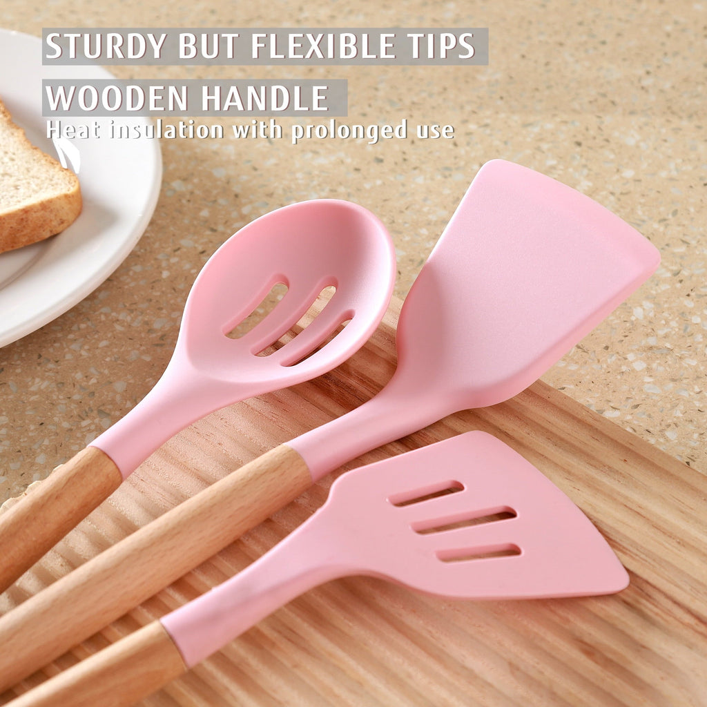Durable Steel 32 PCS Silicone Cooking Utensils Set, 446°F Heat Resistant for Nonstick Cookware - Multi-Purpose Hand Tool for Daily Meal Prep Detail