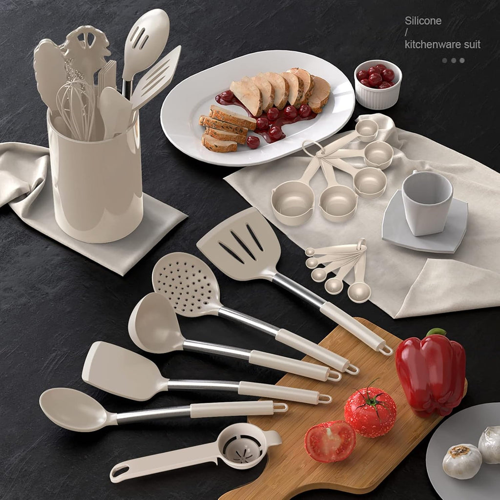 Heavy Duty Large Silicone Cooking Utensils Set - Heat Resistant Kitchen Utensils,Turner Tongs,Spatula,Spoon,Brush,Whisk,Stainles... - Heavy Duty Stainless Steel Kitchen Shears Detail