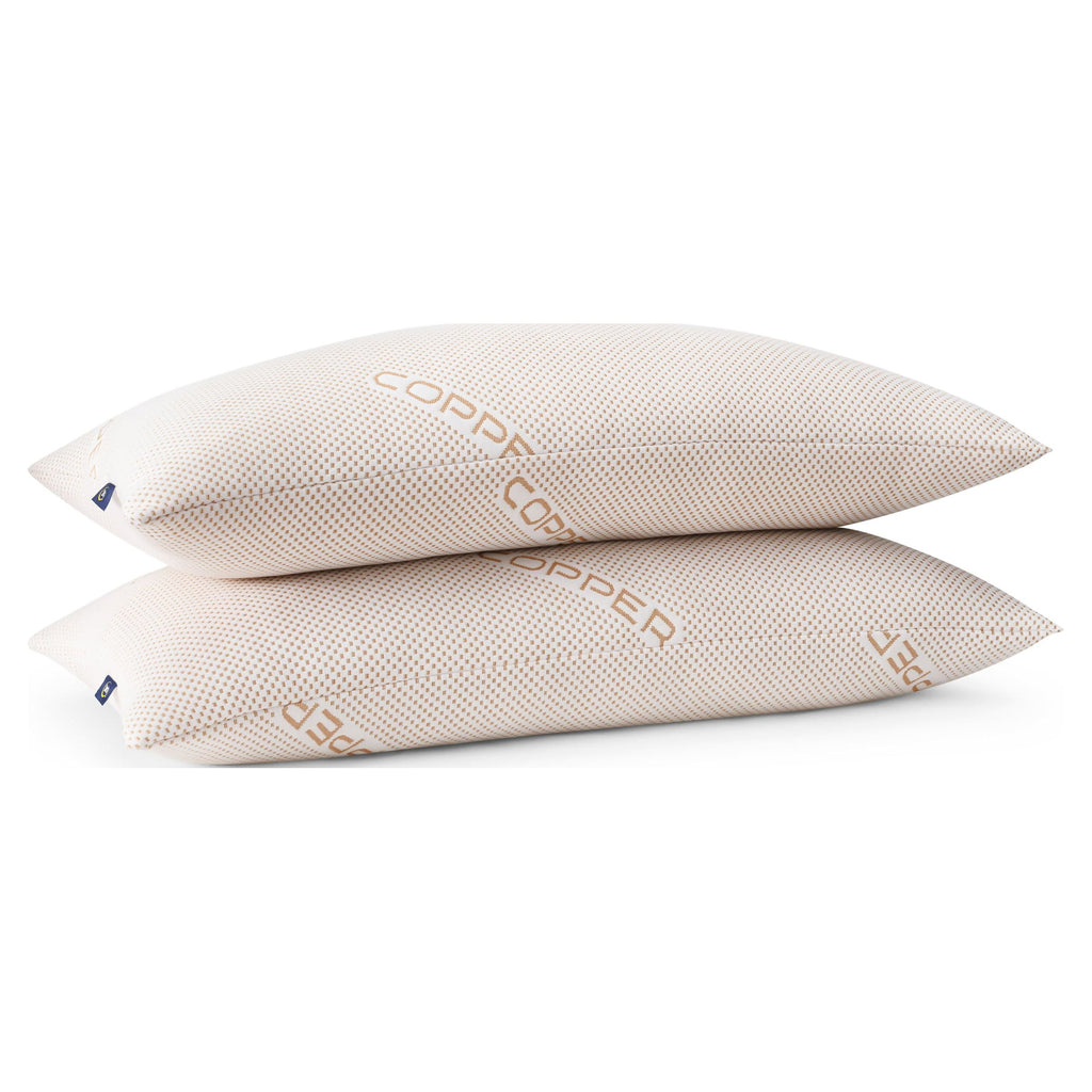 Decorative Plump Copperloft King Bed Pillow, 2 Pack, Hypoallergenic - Orthopedic Shredded Foam Bed Pillow Set Detail
