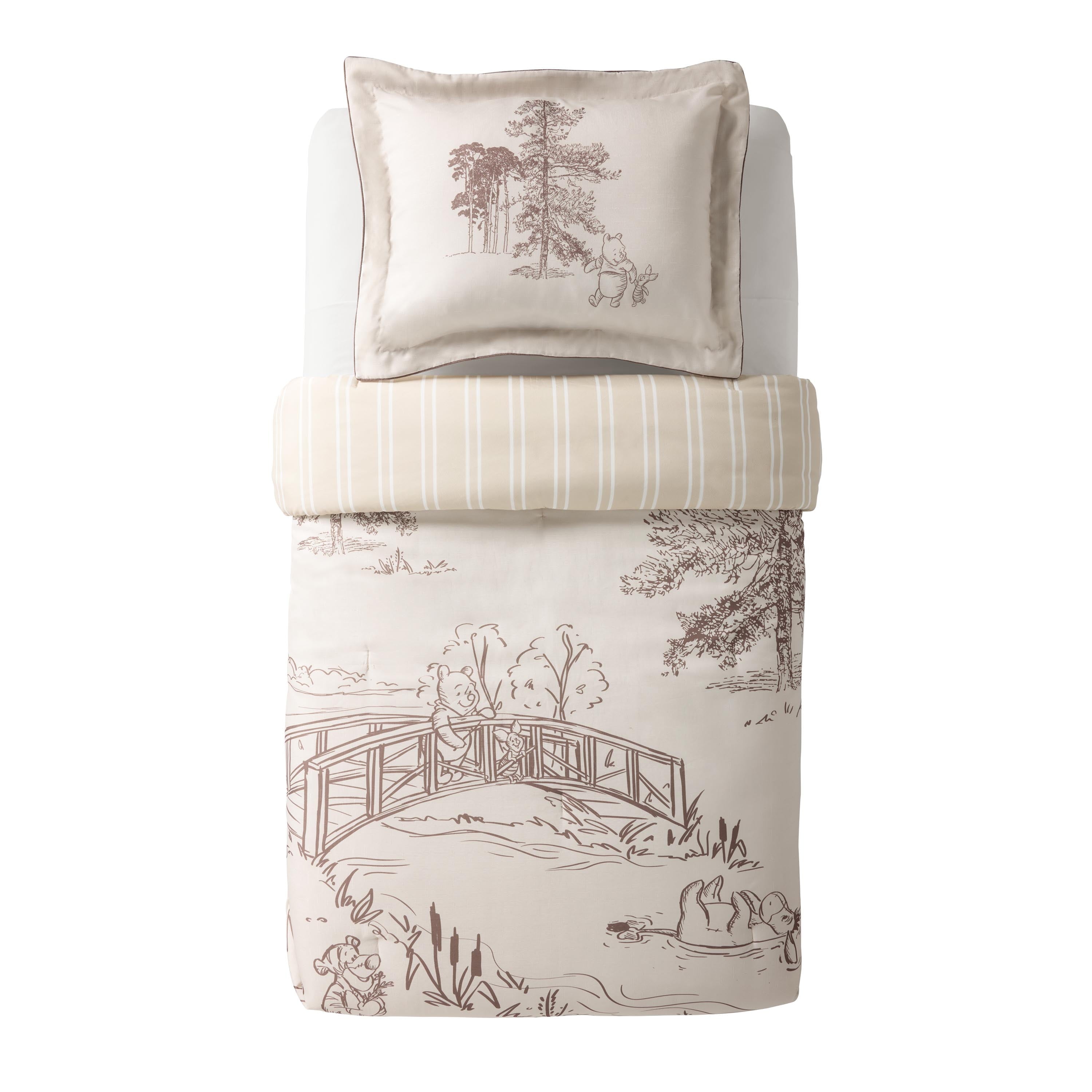 Luxurious Quilted Kids 2 Piece Khaki Comforter and Sham Bedding Set, Twin/Full - Cloud-Like Soft Lightweight Bed Comforter Detail