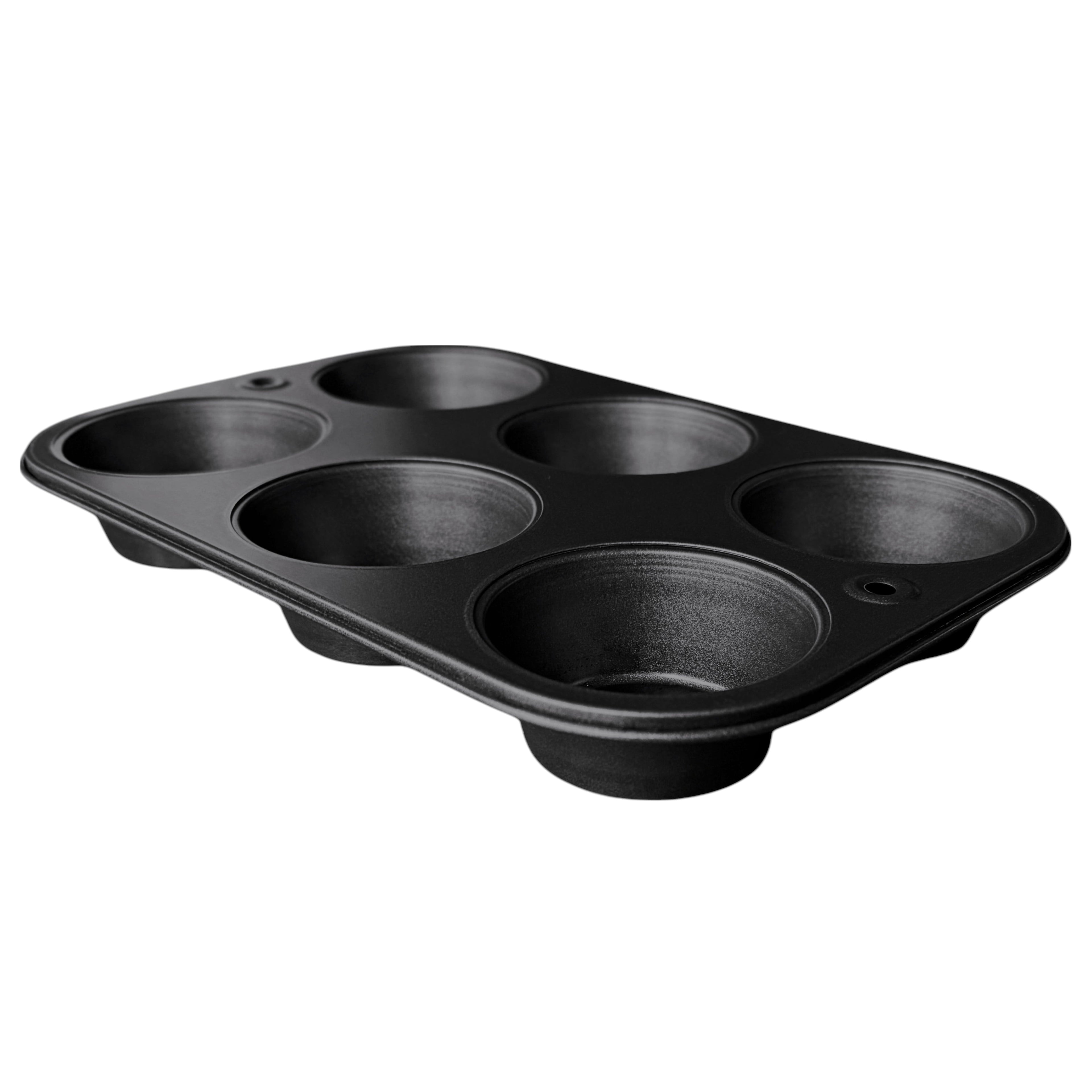 Ergonomic Manual 6-Cup Nonstick Steel Muffin Pan, 2.9" Cup, Gray, 1 Count - Kitchen Gadget Tool for Quick Food Prep Detail