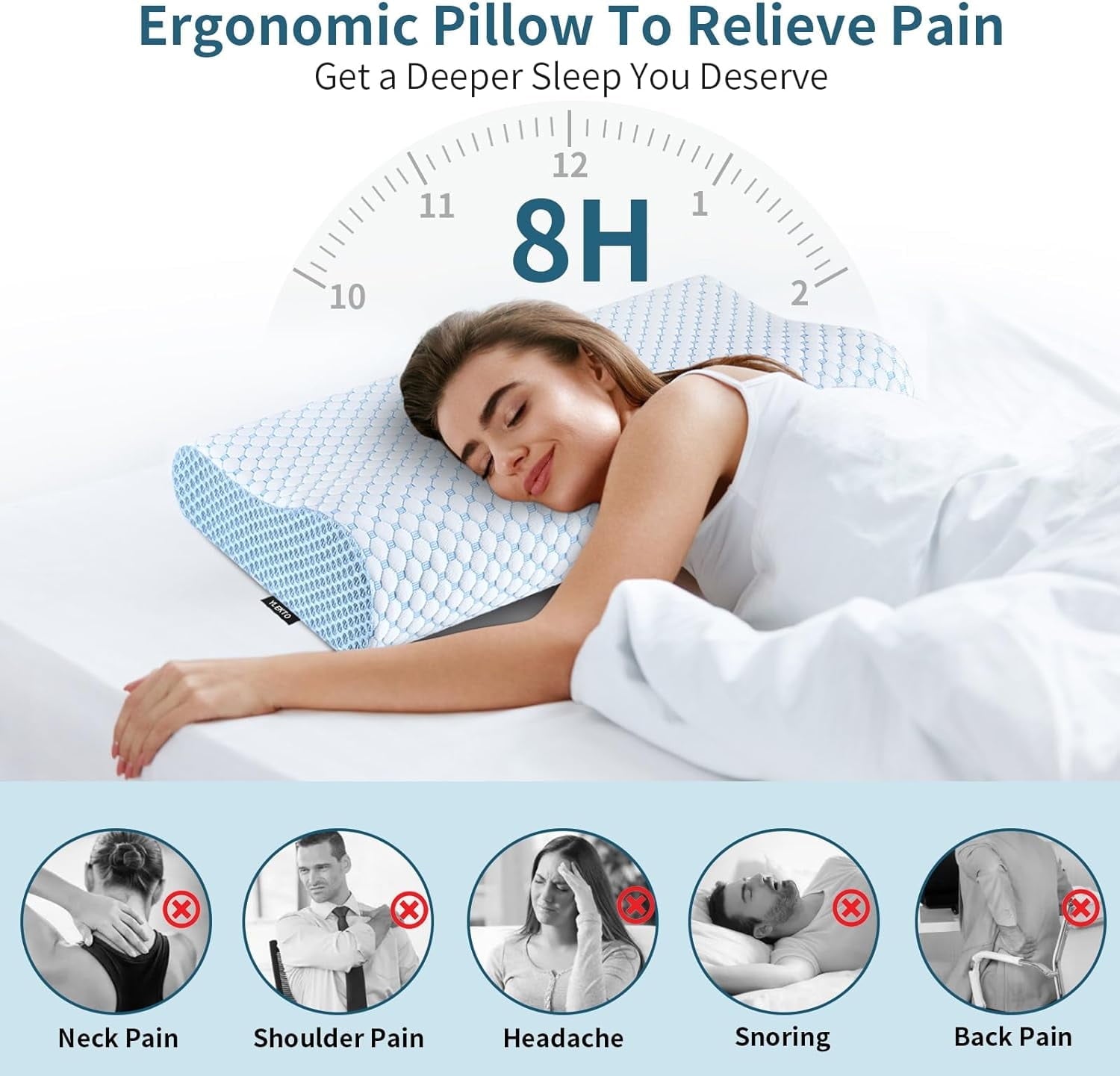 Hotel Collection for Neck Pain Relief, Contour Memory Foam s for Sleeping, Odorless Ergonomic Adjustable Orthopedic Cooling Bed Neck S... - Orthopedic Shredded Foam Bed Pillow Set Detail