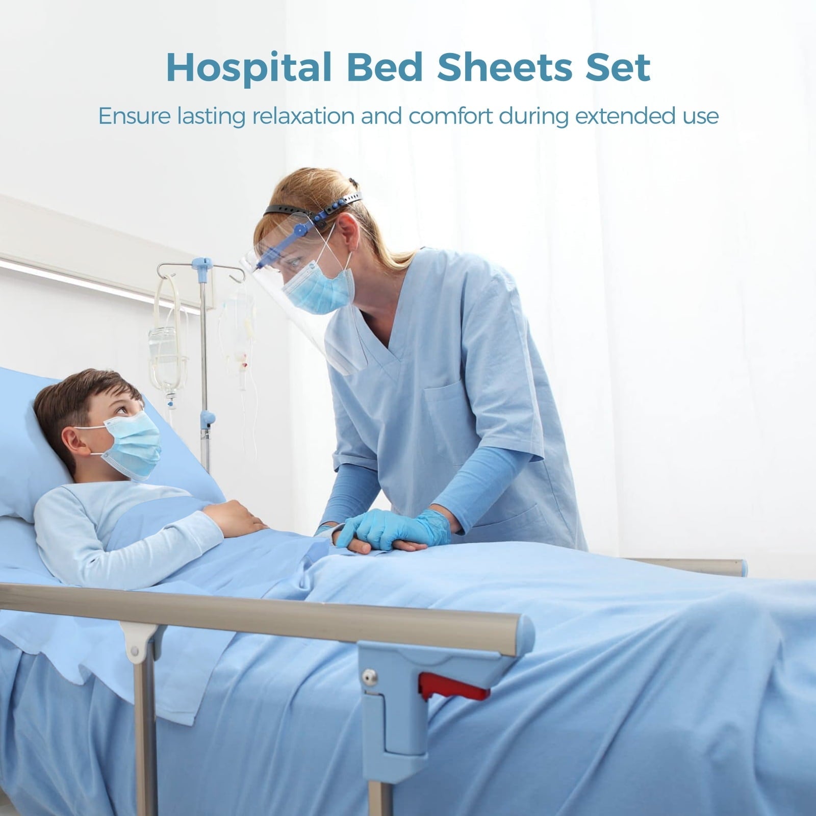 Breathable Luxury 6 Pcs Hospital Bed Sheets Set, Includes 2 Fitted Sheet 84x36x14", 2 Flat Sheets 104x59", 2 Pillowcases 19x29", Soft B... - Premium Ultra-Soft Pillowcase Pair for Sleeping Detail