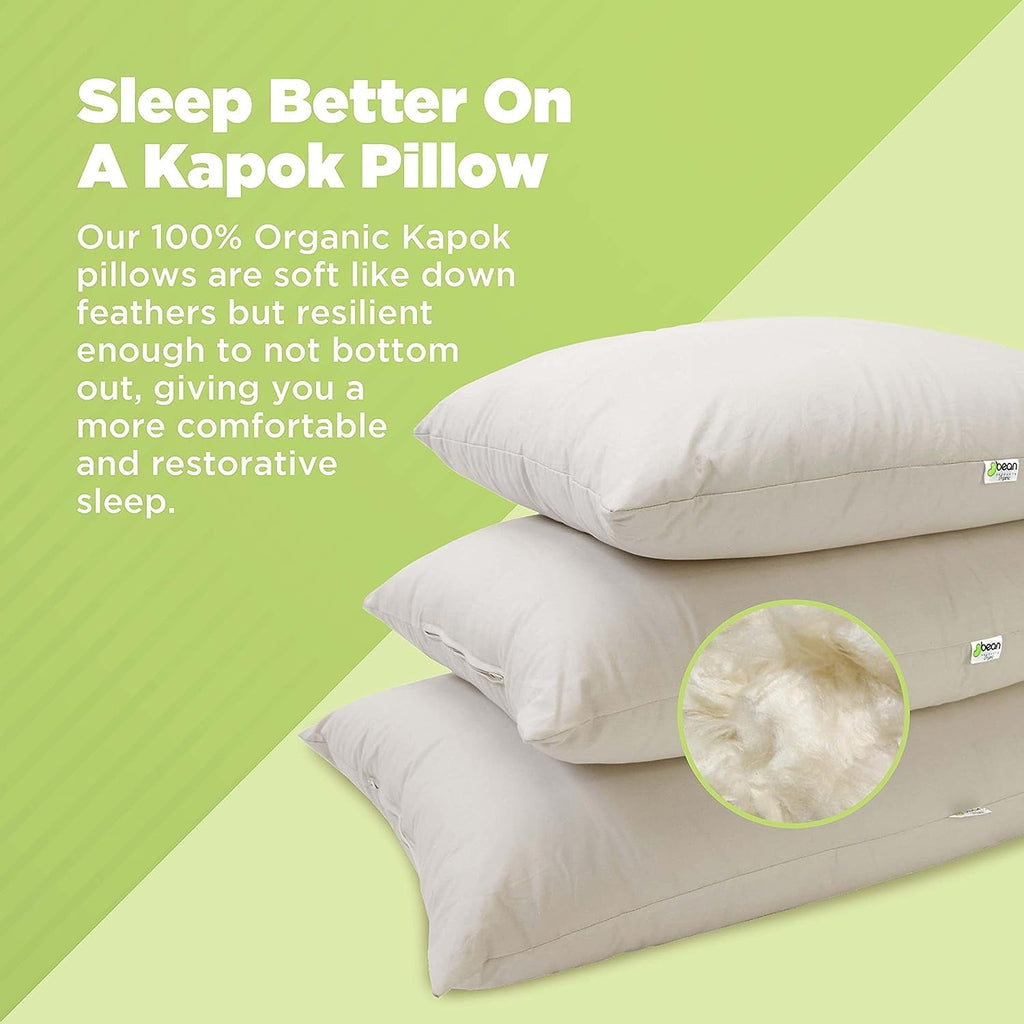 Orthopedic Support Kapok 20x26" Standard Bed Pillow – Organic Cotton Fabric Soft Sleeping Pillow - Made in USA - Orthopedic Shredded Foam Bed Pillow Set Detail