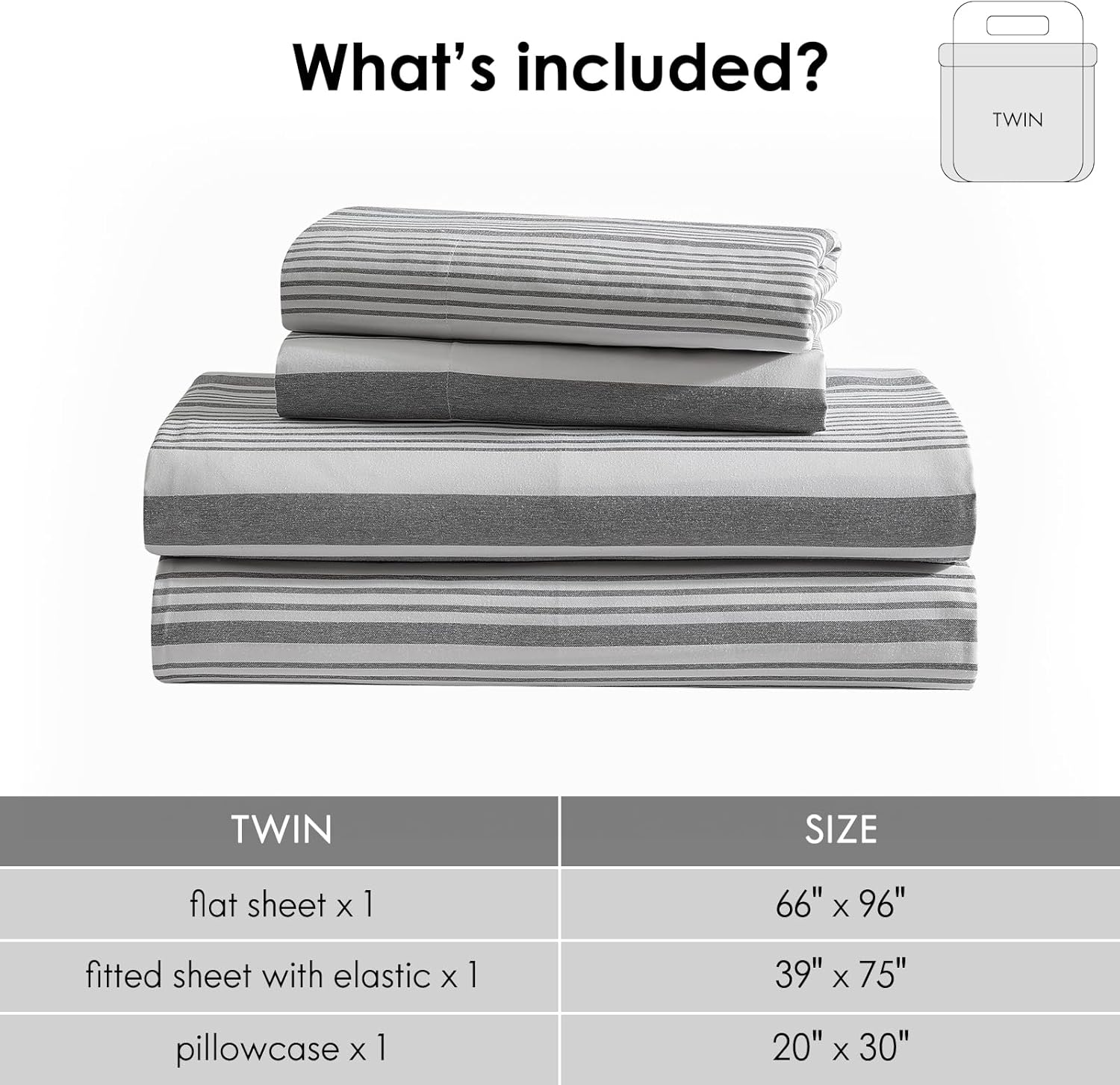 Wrinkle-Resistant Home 3-Piece Twin Microfiber Classic Stripe Bed Sheet Set, Super Soft, Breathable Stripe Bedding with 16 inches Deep ... - Cooling Hotel Quality Bedding Sheets and Pillowcases Detail